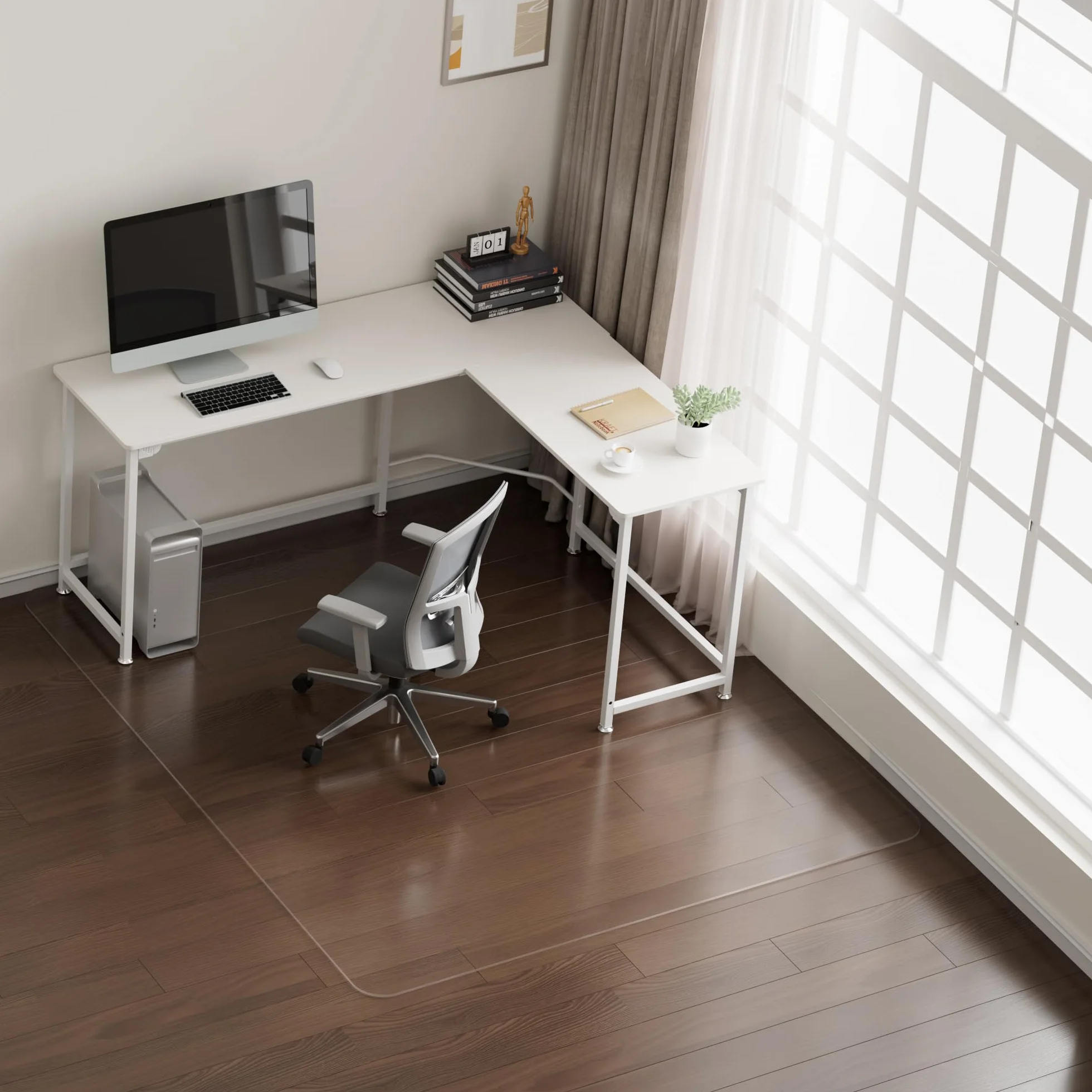 NATRKE Tapis de Sol Transparent PVC 92x122cm Protection Plancher Bureau