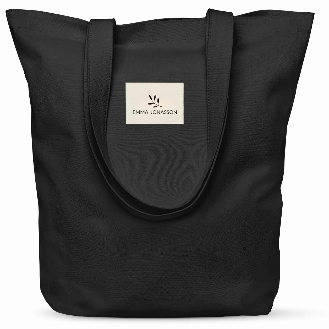 Tote Bag Femme Sac en Toile avec Fermeture éclair Poche intérieure Canvas Coton