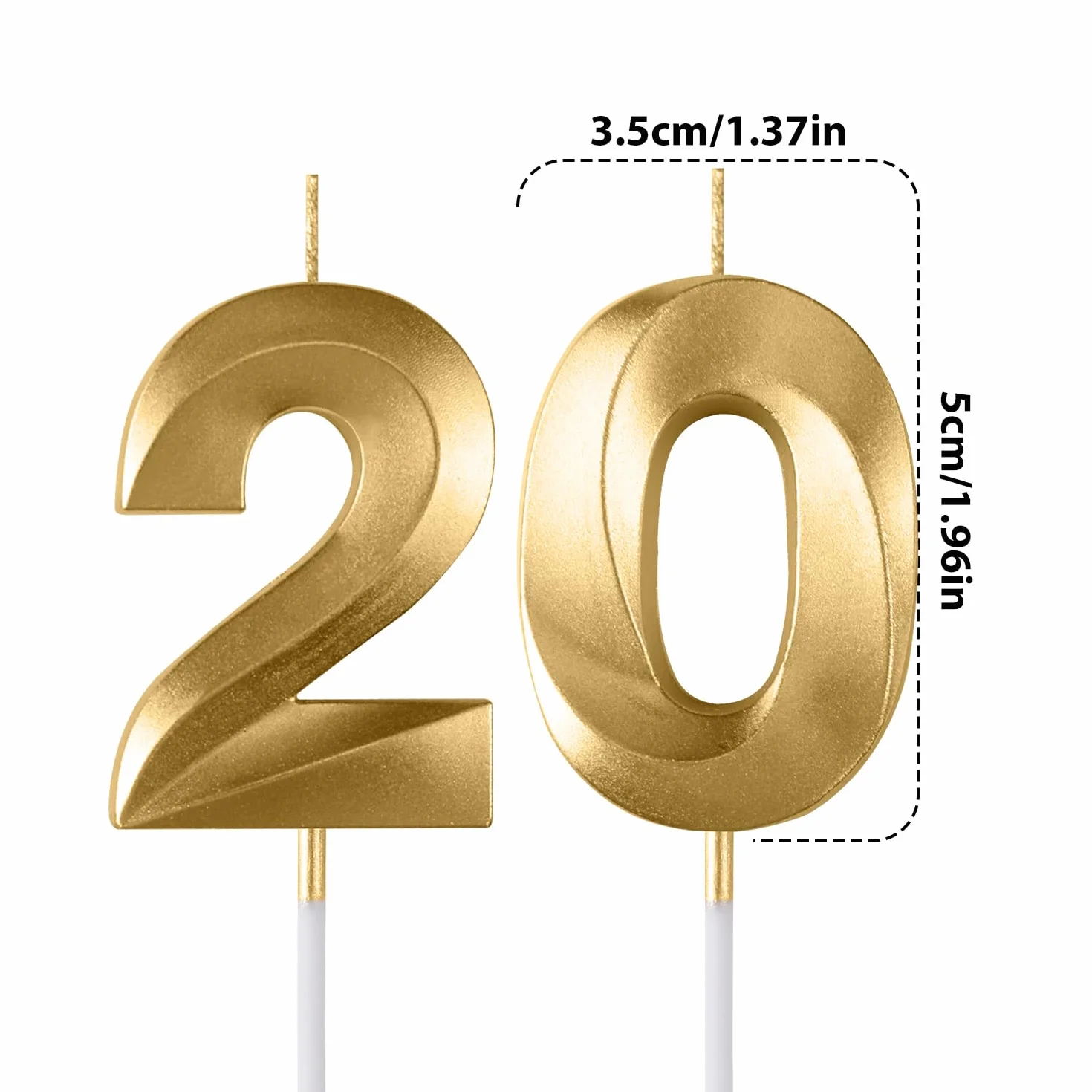 Bougies d'anniversaire chiffres 18 20 30 40 50 60 70 diamant 3D paillettes doré pour gâteau