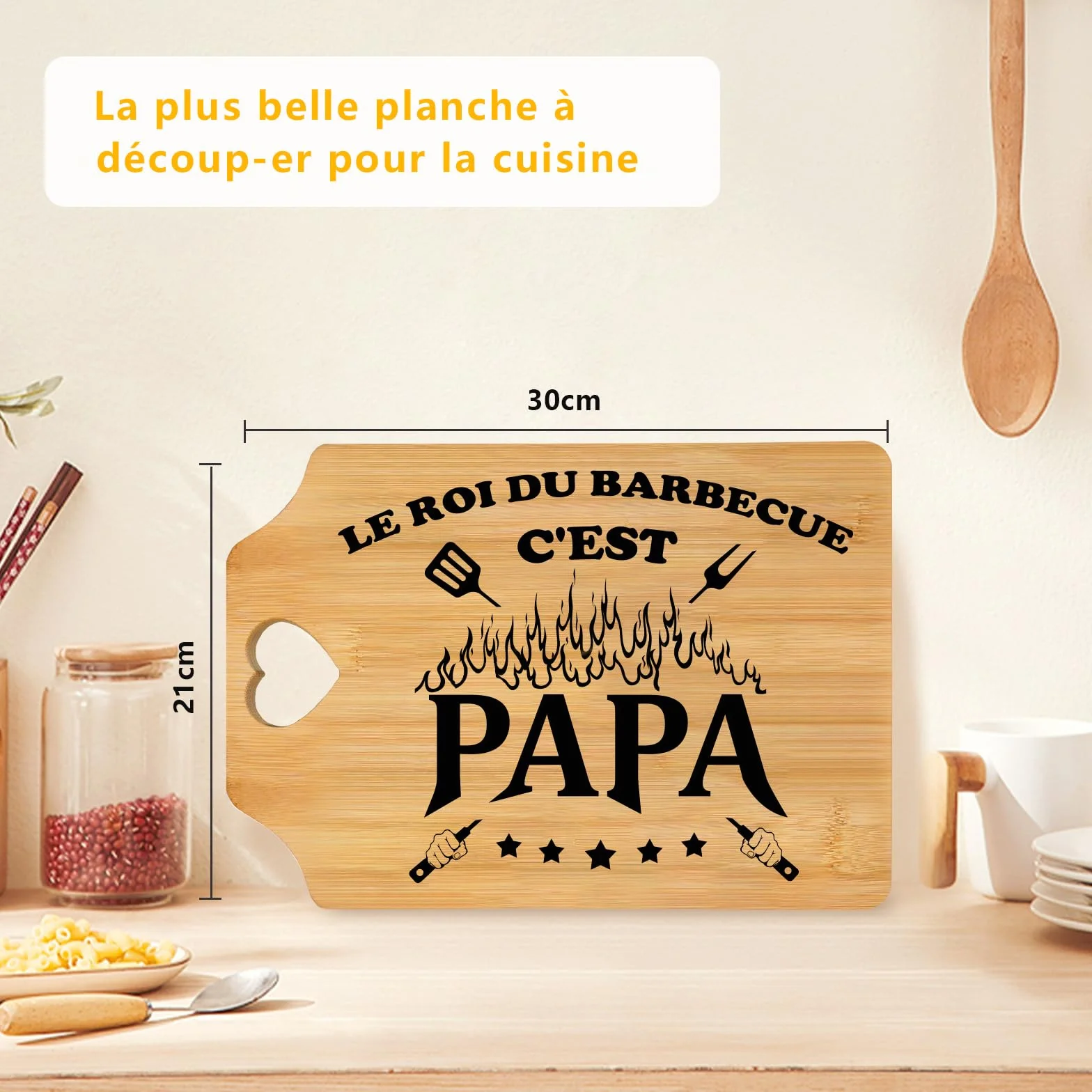 Planche à découper en bambou Cadeau pour Papa Fête des Pères Noël