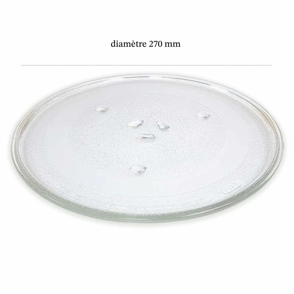 Plateau Micro Onde Tournant Universel 27 cm Verre 3 Attaches