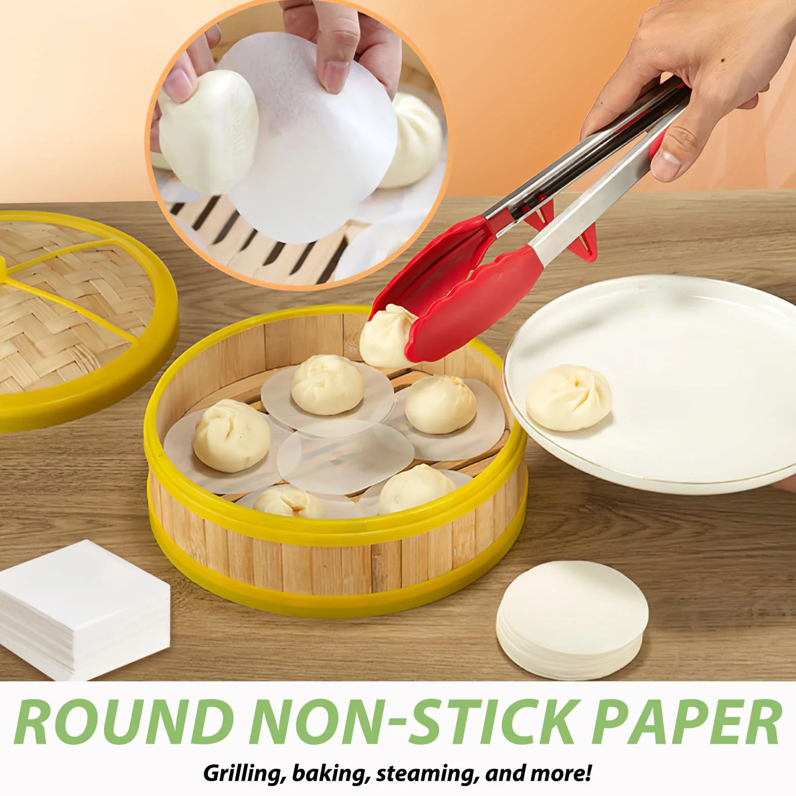 JINSIHU Papier Antiadhésif 500 Pièces 13cm Ronds pour Burgers Steaks Hachés Barbecue