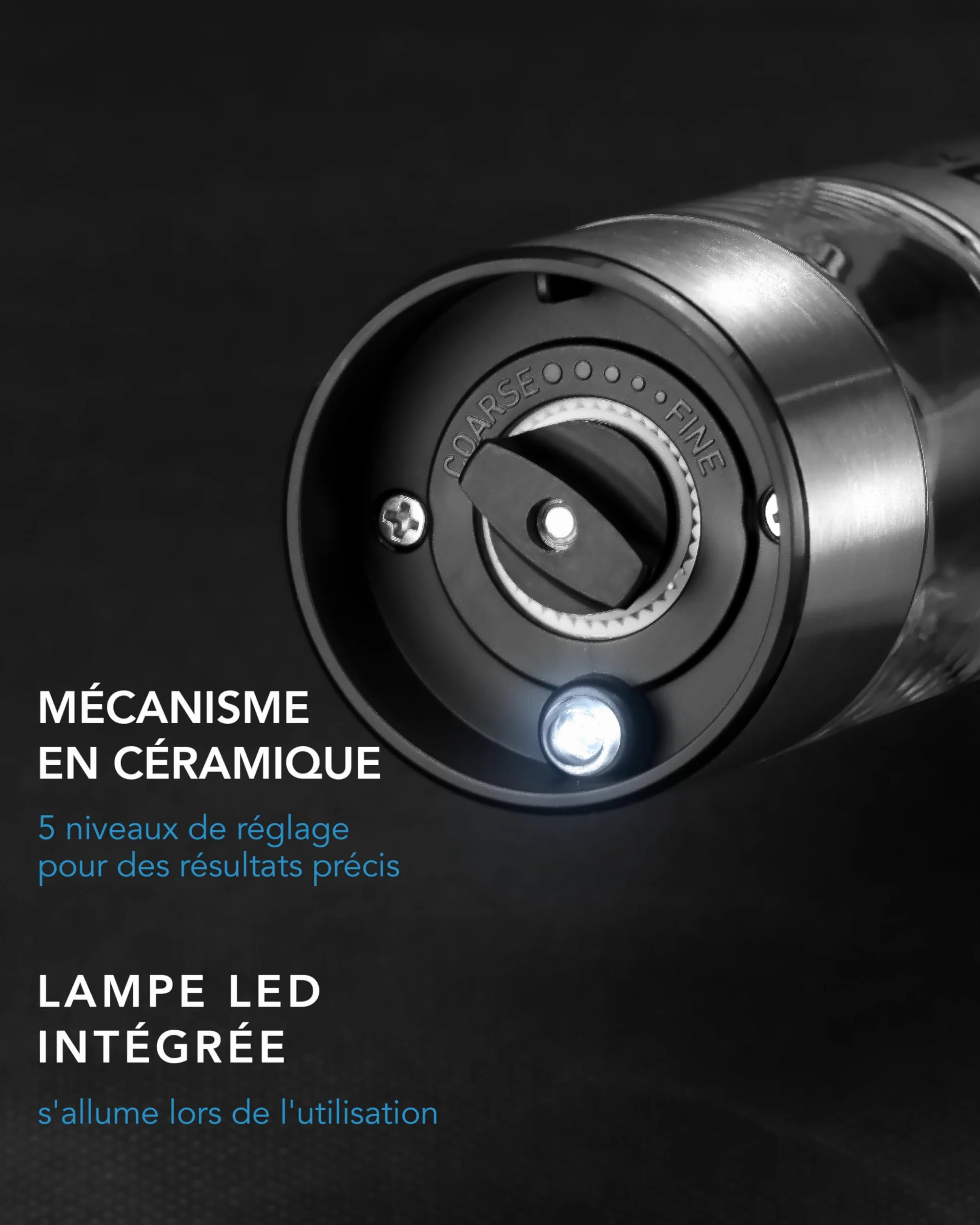 Moulin à sel et poivre électrique rechargeable LEBENLANG avec batteries