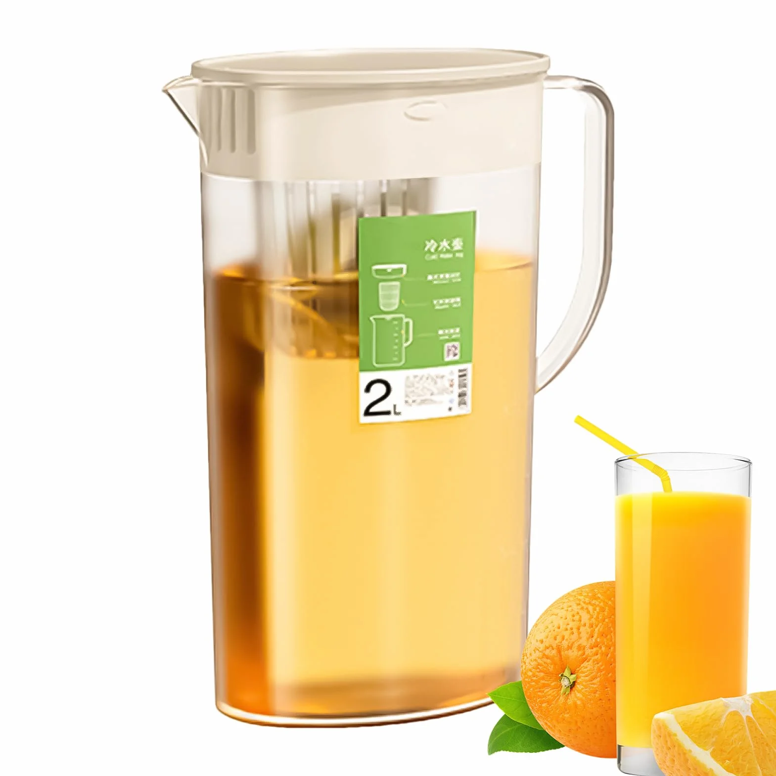 Pichet à eau avec infuseur à fruits 2 L couvercle distributeur de boissons