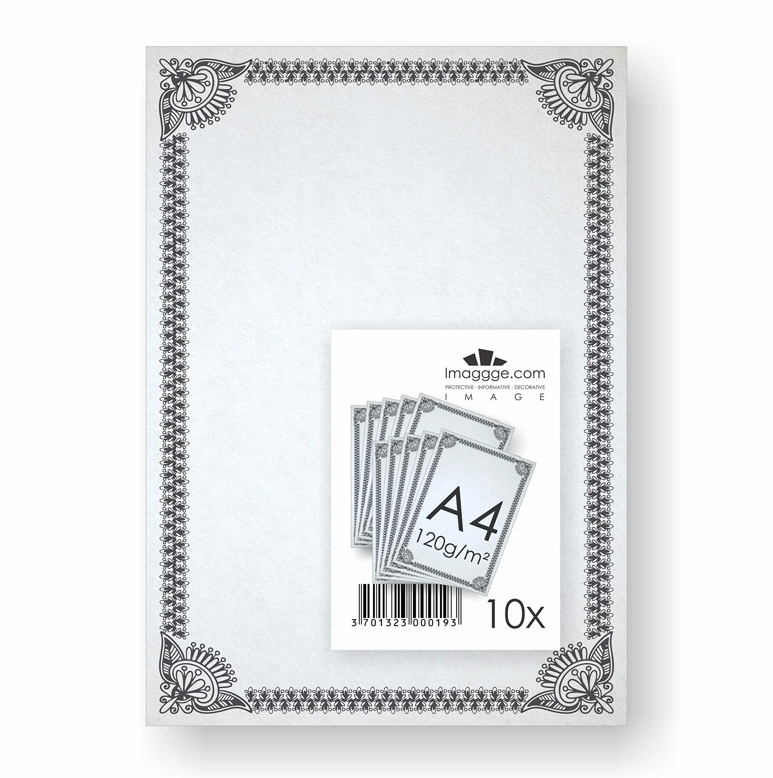 Feuilles cartonnées pour diplôme Format A4 Grammage 120g Recto/Verso Lot de 10