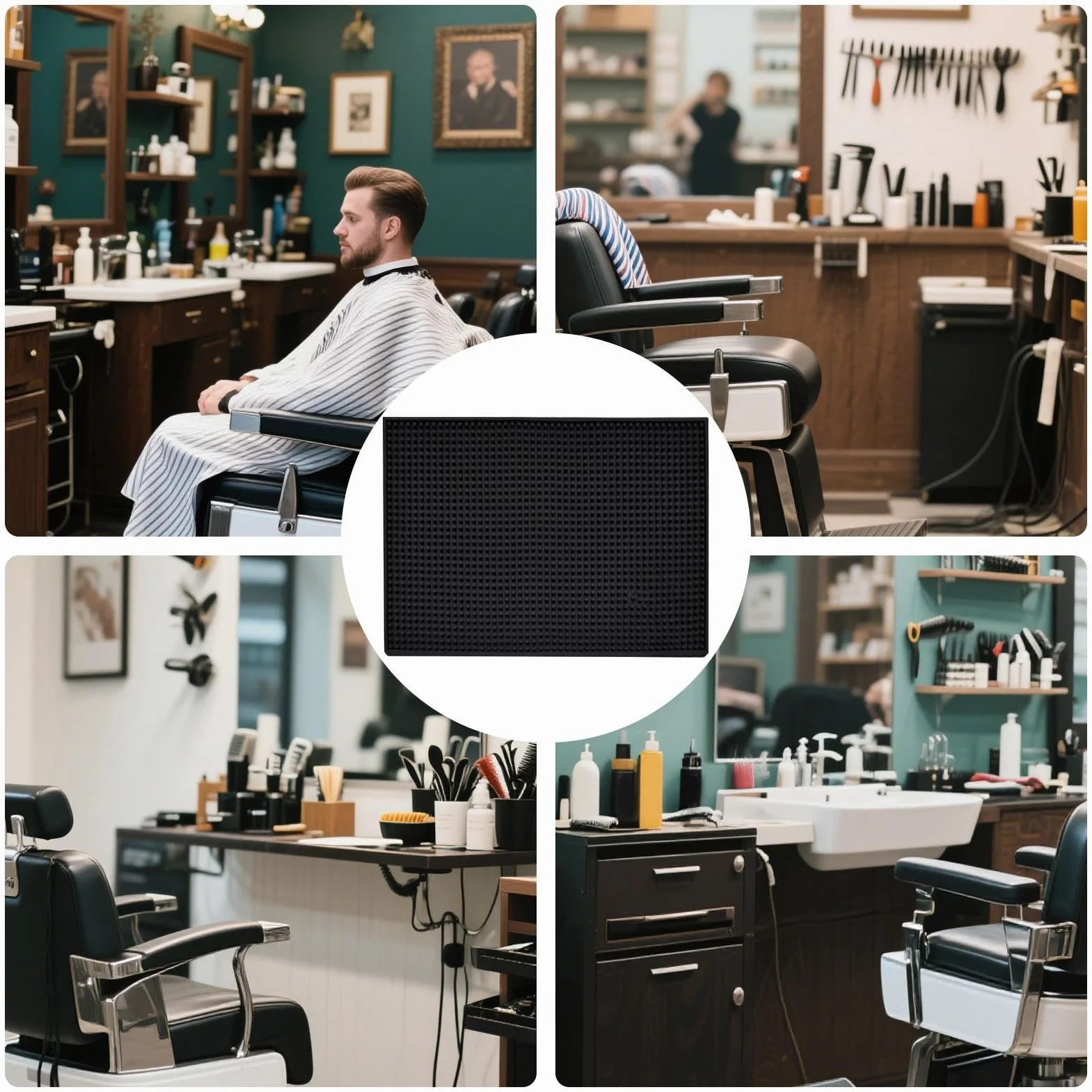 Tapis de salon pour coiffure en silicone - Organisateur d'outils de coiffure