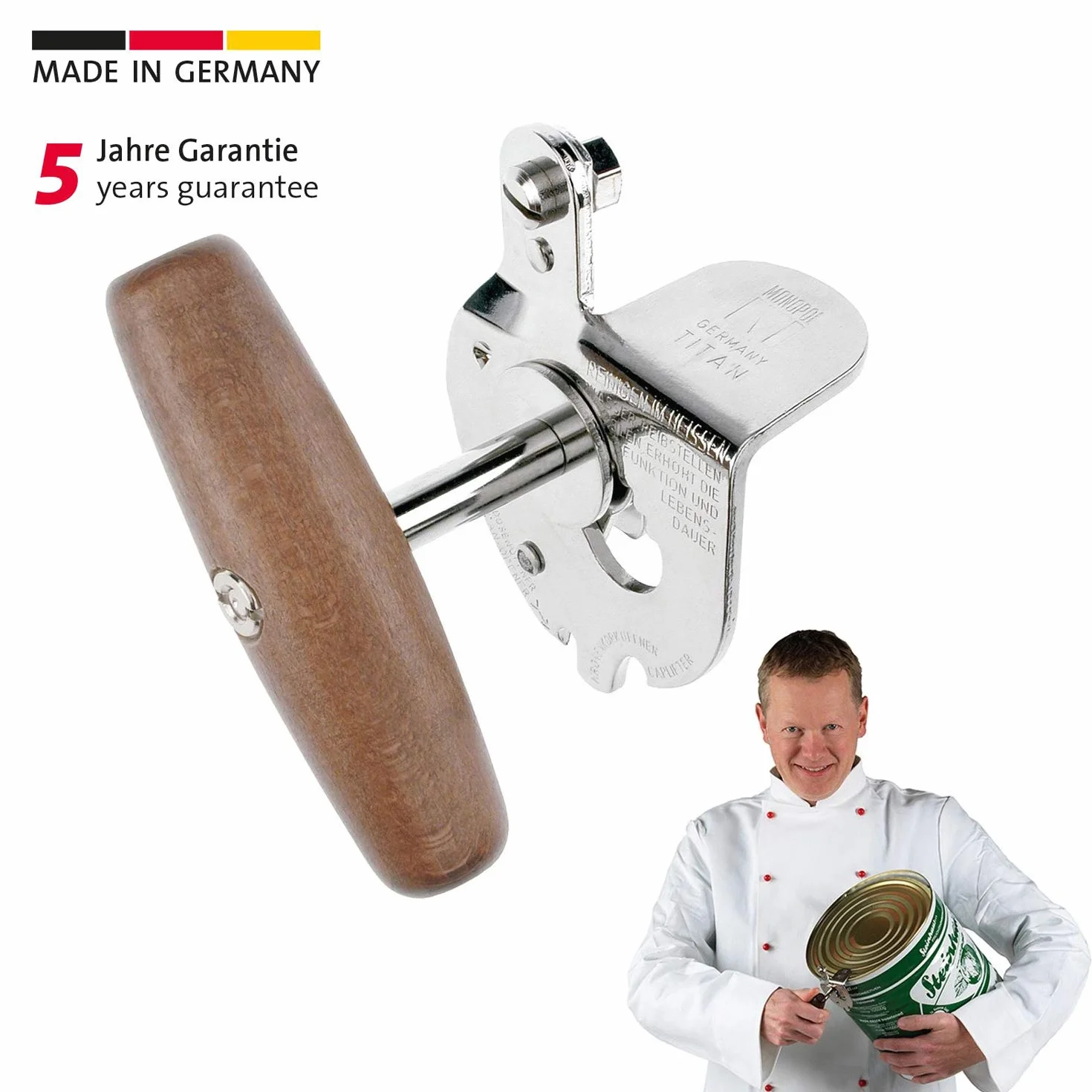 Westmark Ouvre-boîtes Professionnel Acier Bois pour Boîtes de Conserves Taille Gastronomique Gris et Marron Foncé