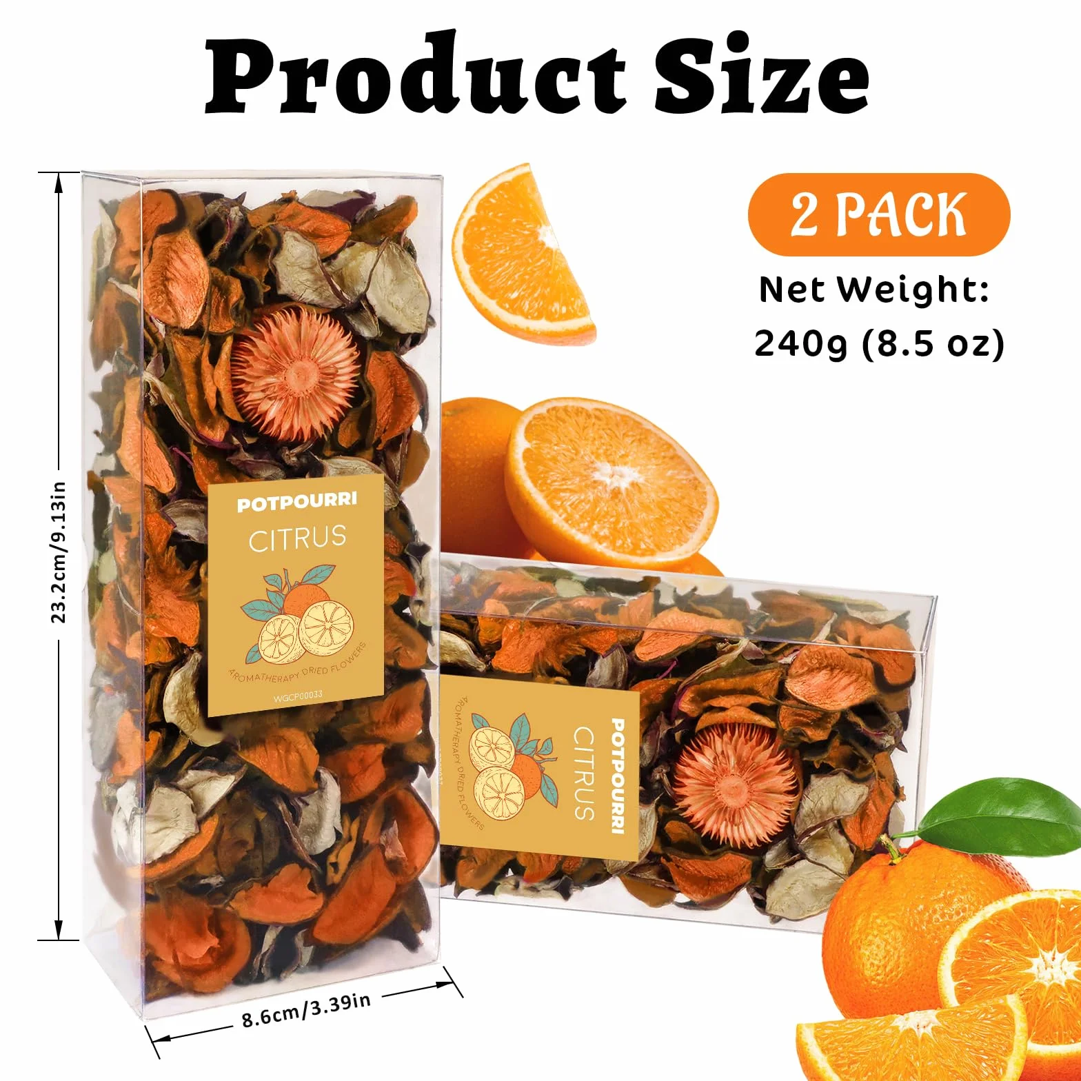 SCENTORINI Pot Pourri Parfumé d'Agrumes Fleurs Naturelles pour Sachets Parfumés - Lot De 2 Sacs