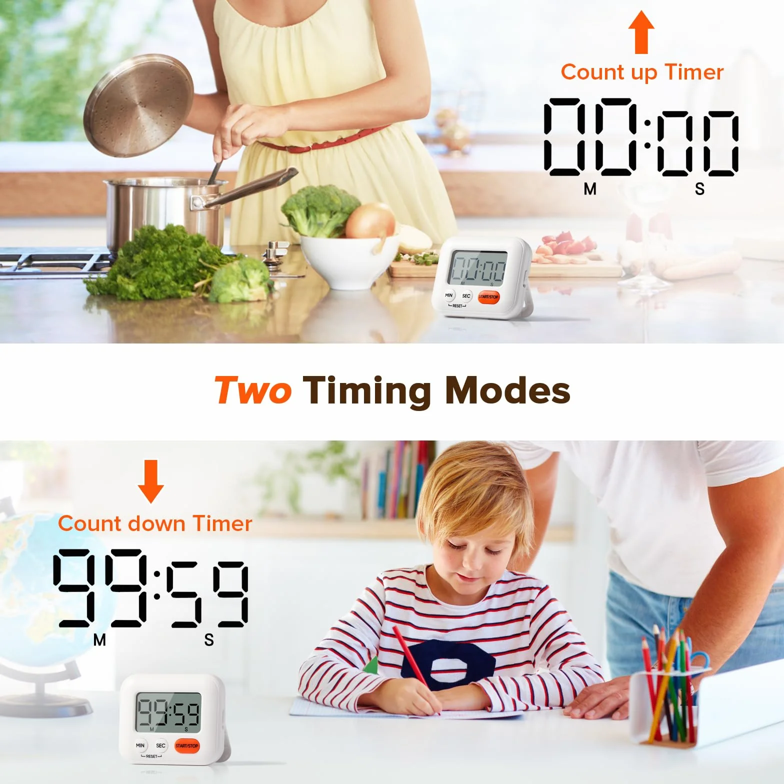 Minuteur Cuisine Time Timer avec Interrupteur d'alimentation, Pile AAA incluse