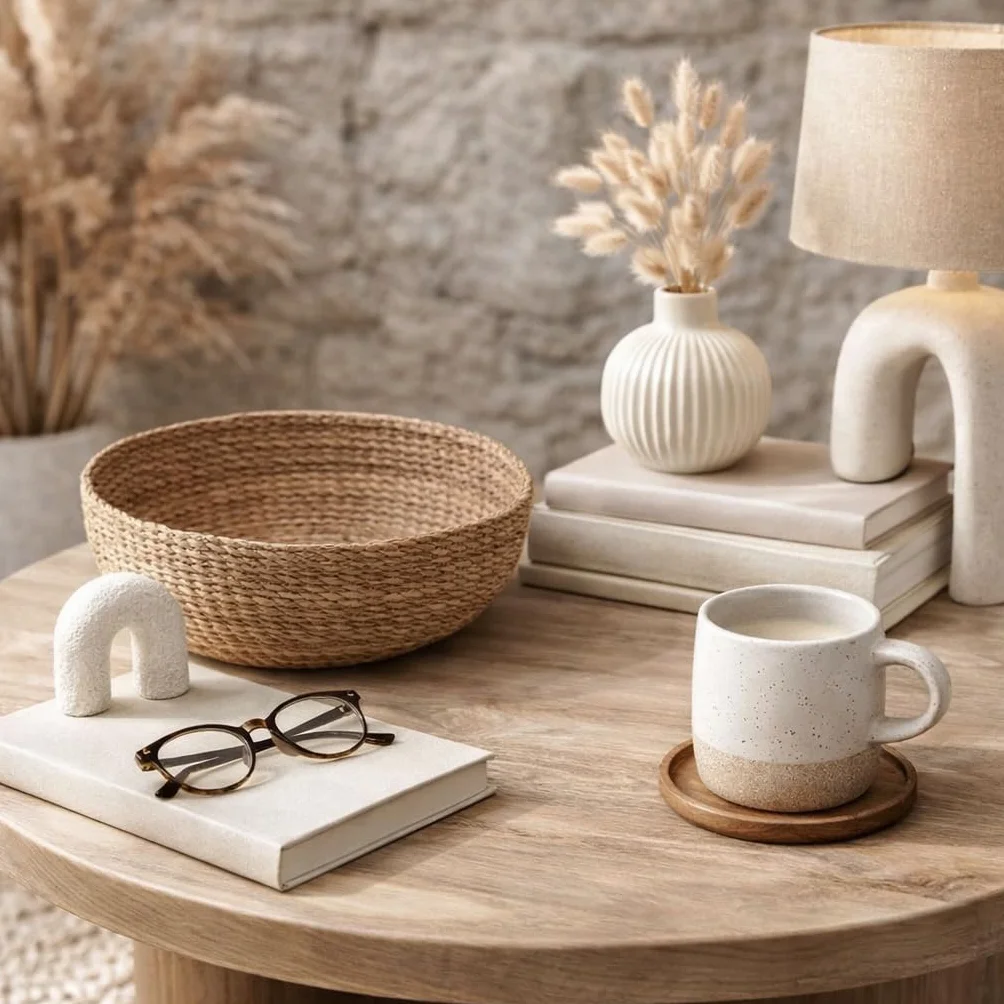 Panier de Rangement en Osier Rond 26 cm - Bol Décoratif pour Clés, Portefeuille et Petits Objets
