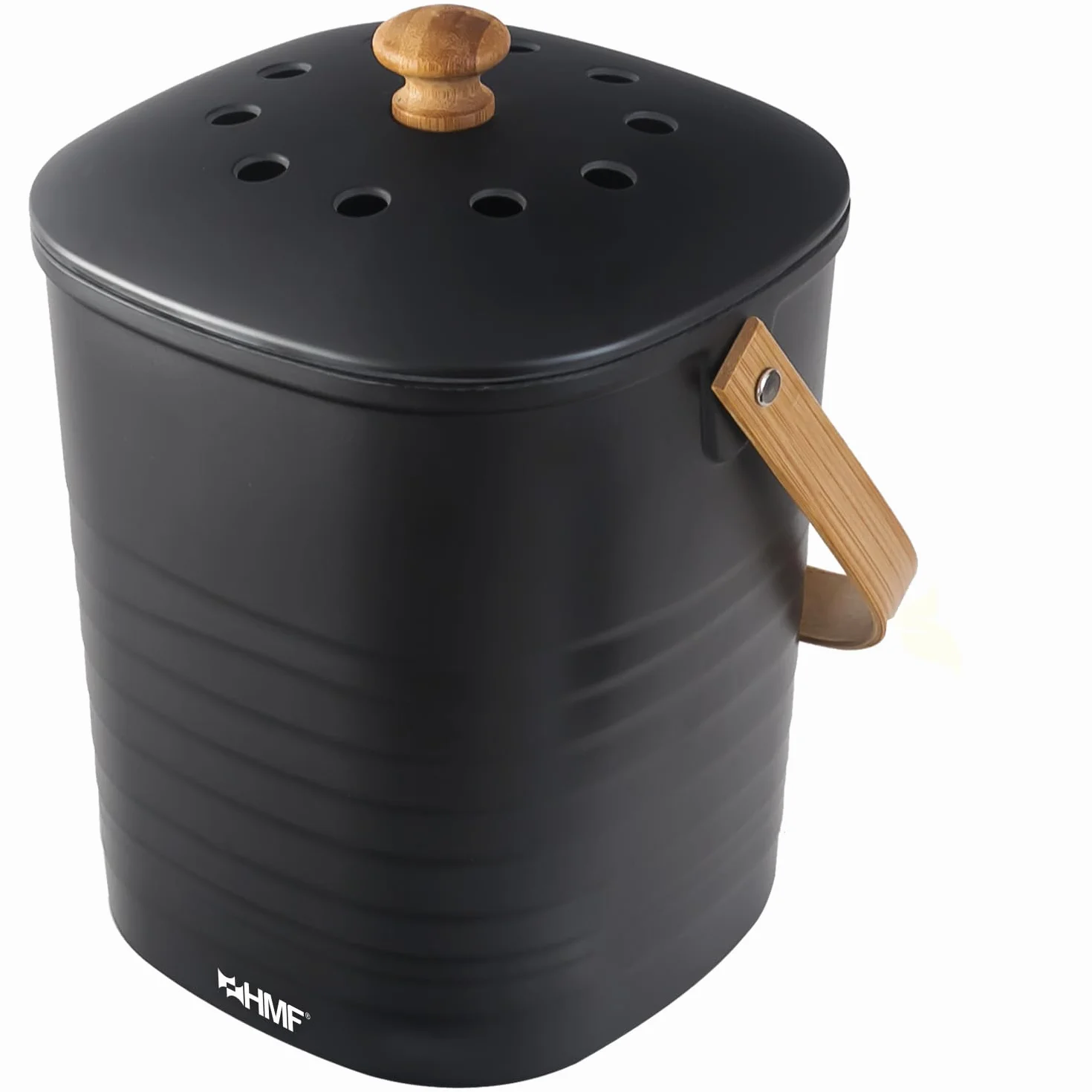 HMF Seau à Compost 3 L Noir Poubelle Bio Durable avec Couvercle