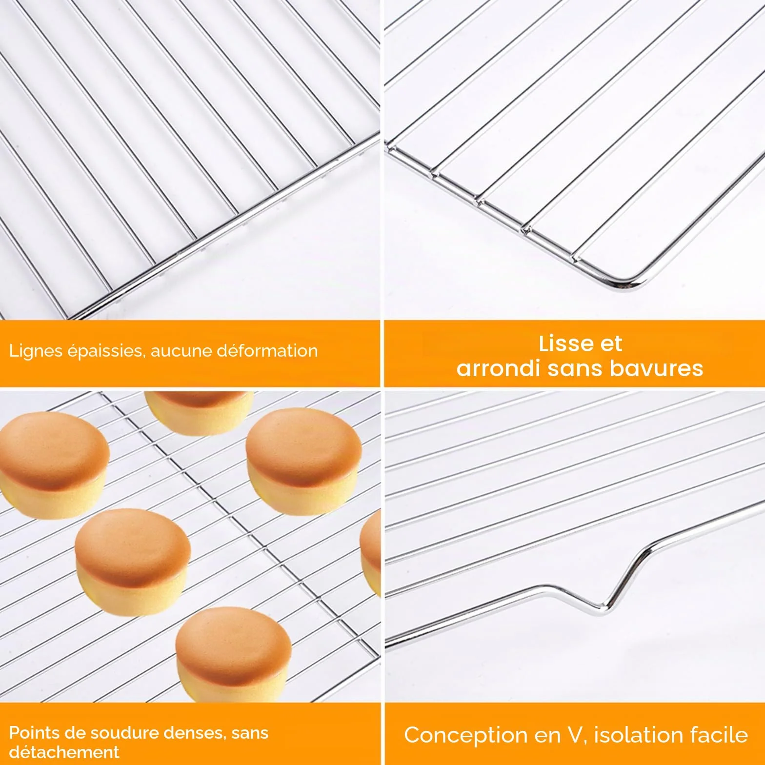Grille Patisserie Acier Inoxydable 31x20x1.5 cm Refroidissement Rectangulaire