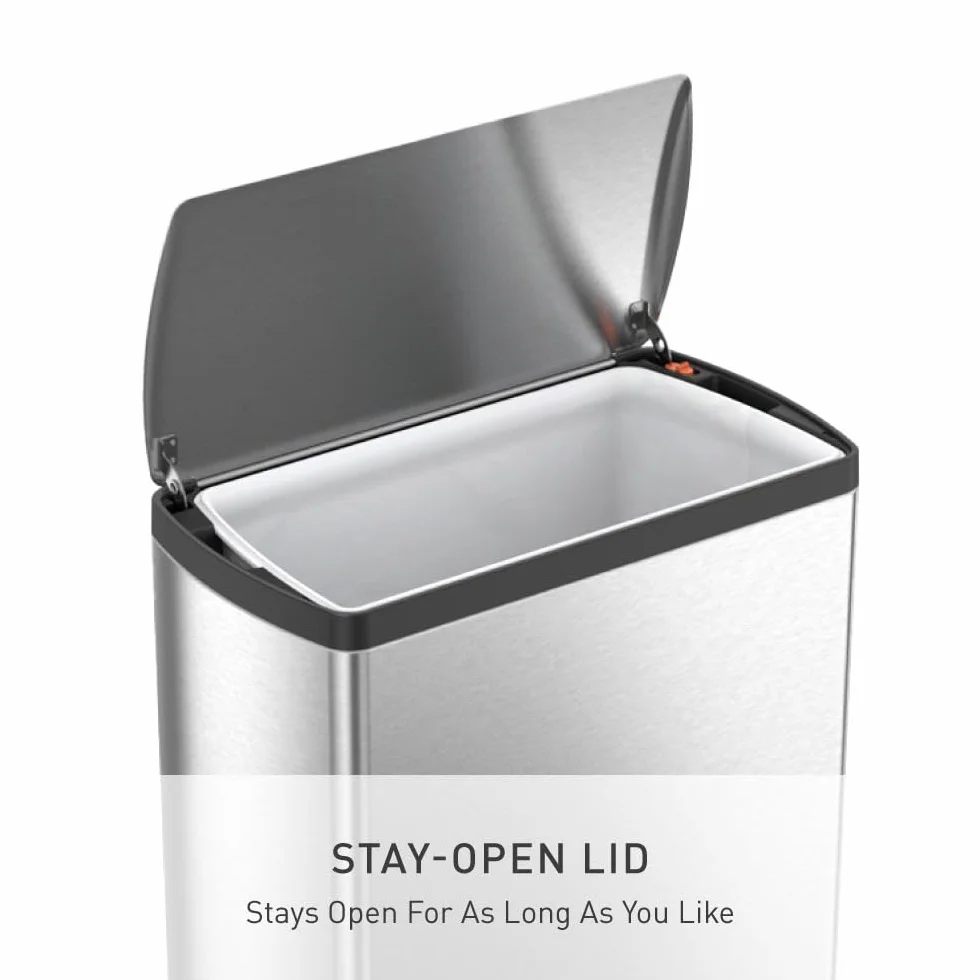 Simplehuman CW1816 poubelle rectangulaire à pédale acier inoxydable brossé 50 litres