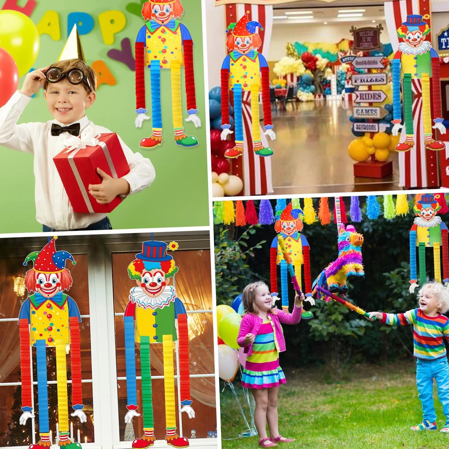 Mumjooyi Décoration de Clown Bannière Suspendue 2 Pièces pour Carnaval Mardi Gras
