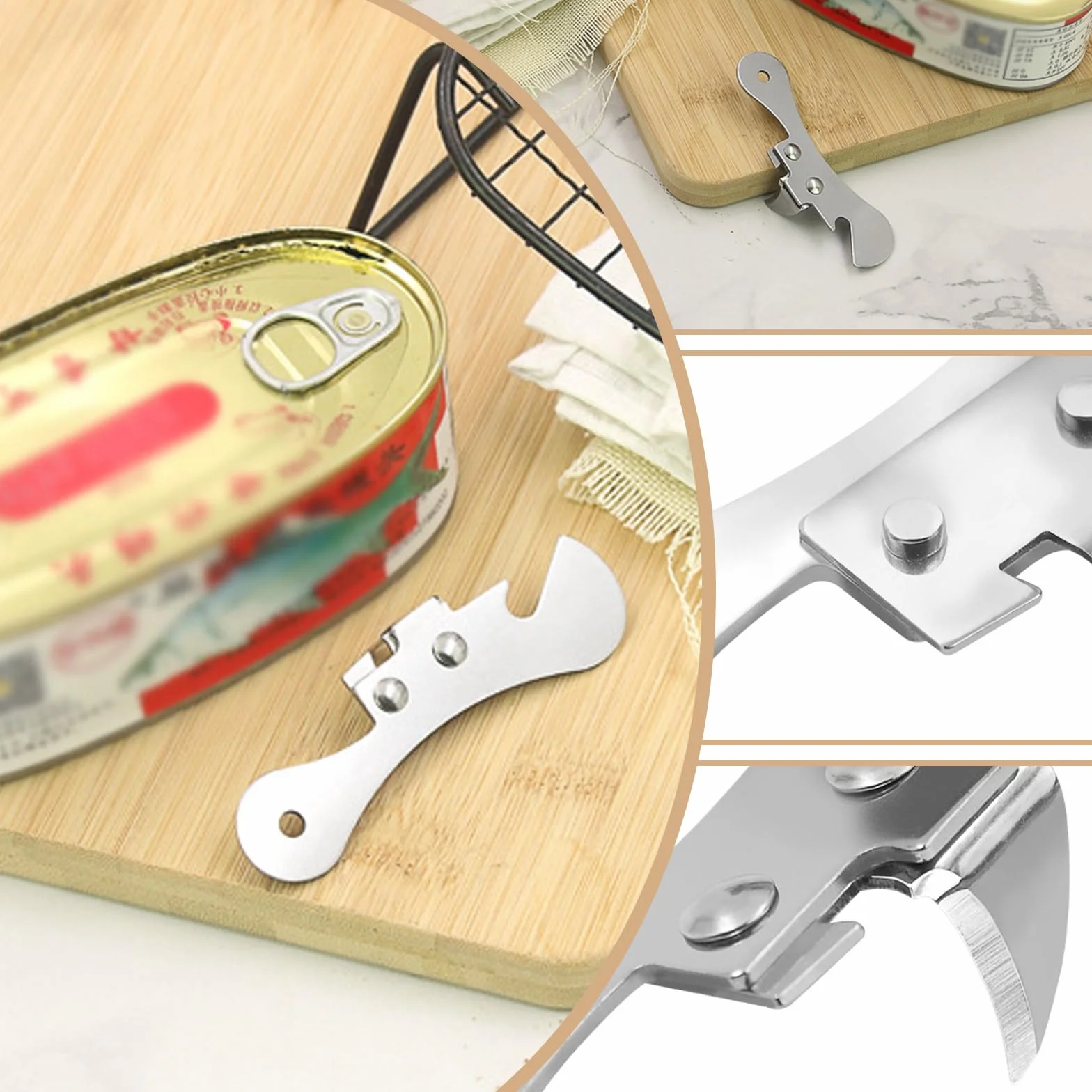 Ouvre-Boîte Professionnel 5 Pièces en Acier Inoxydable, Ouvre-Couvercle et Ouvre-Verre pour Cuisine