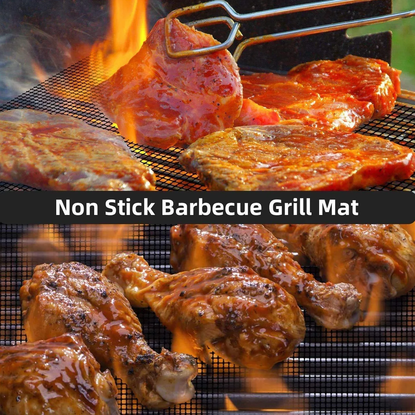 Tapis de Barbecue Anti-adhésifs Réutilisables 40 x 33cm Grille Barbecue