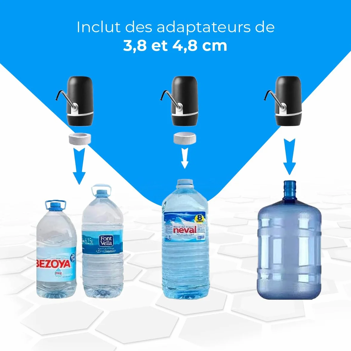 Distributeur d'eau en Bouteille Automatique USB, Acier, sans BPA, Eau Froide, 1200mAh, 1.5-18.9L, Noir
