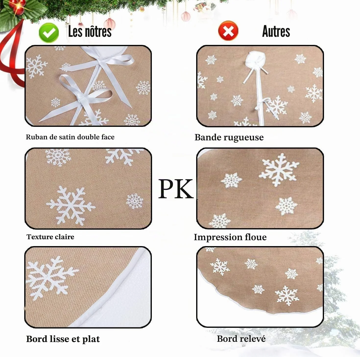 Jupe de Sapin de Noël en Toile de Jute Rustique 75cm