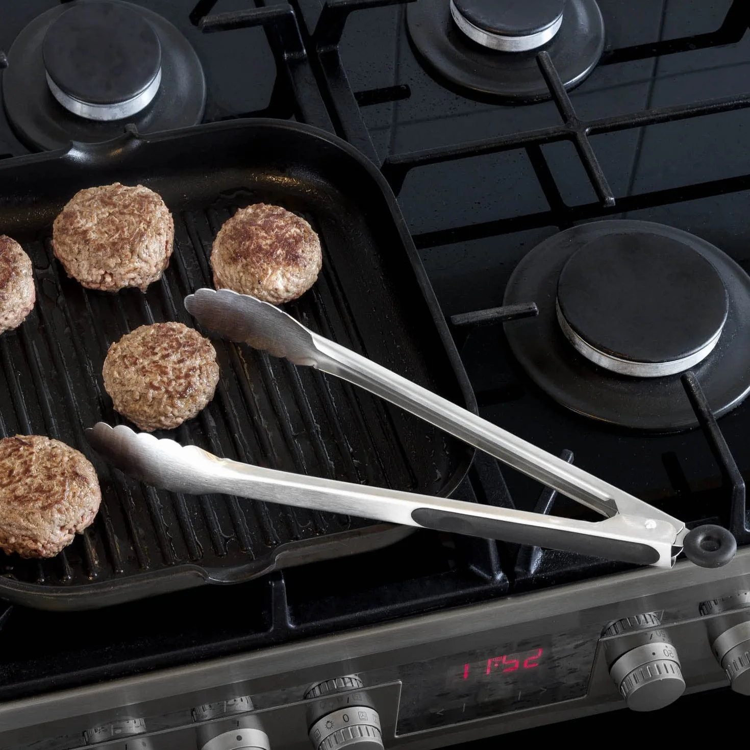 Pinces à griller en acier inoxydable avec silicone universelles