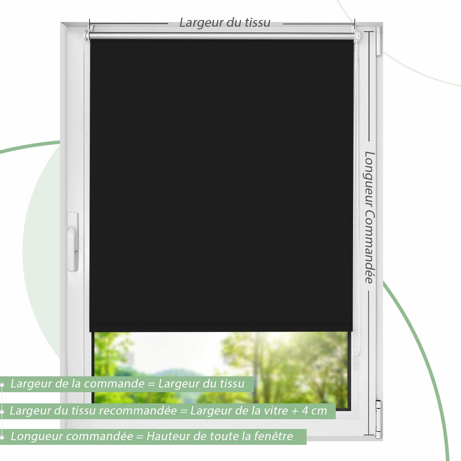 Enrouleur Occultant Isolant Thermique Opaque 35x180 cm Noir