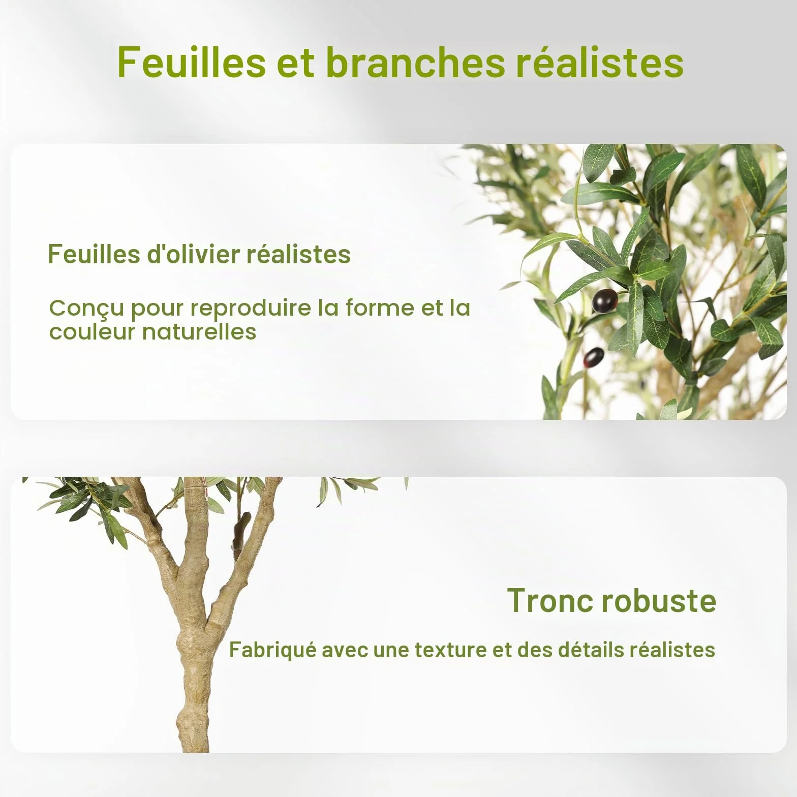 Olivier Artificiel réaliste 2,1 m Soie Tronc Bois Naturel Décoration Maison Bureau