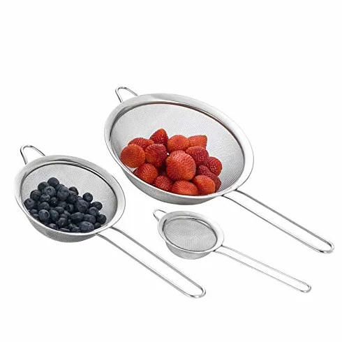 Passoire de cuisine acier inoxydable mailles fines diamètre 7/12/18 cm lot de 3