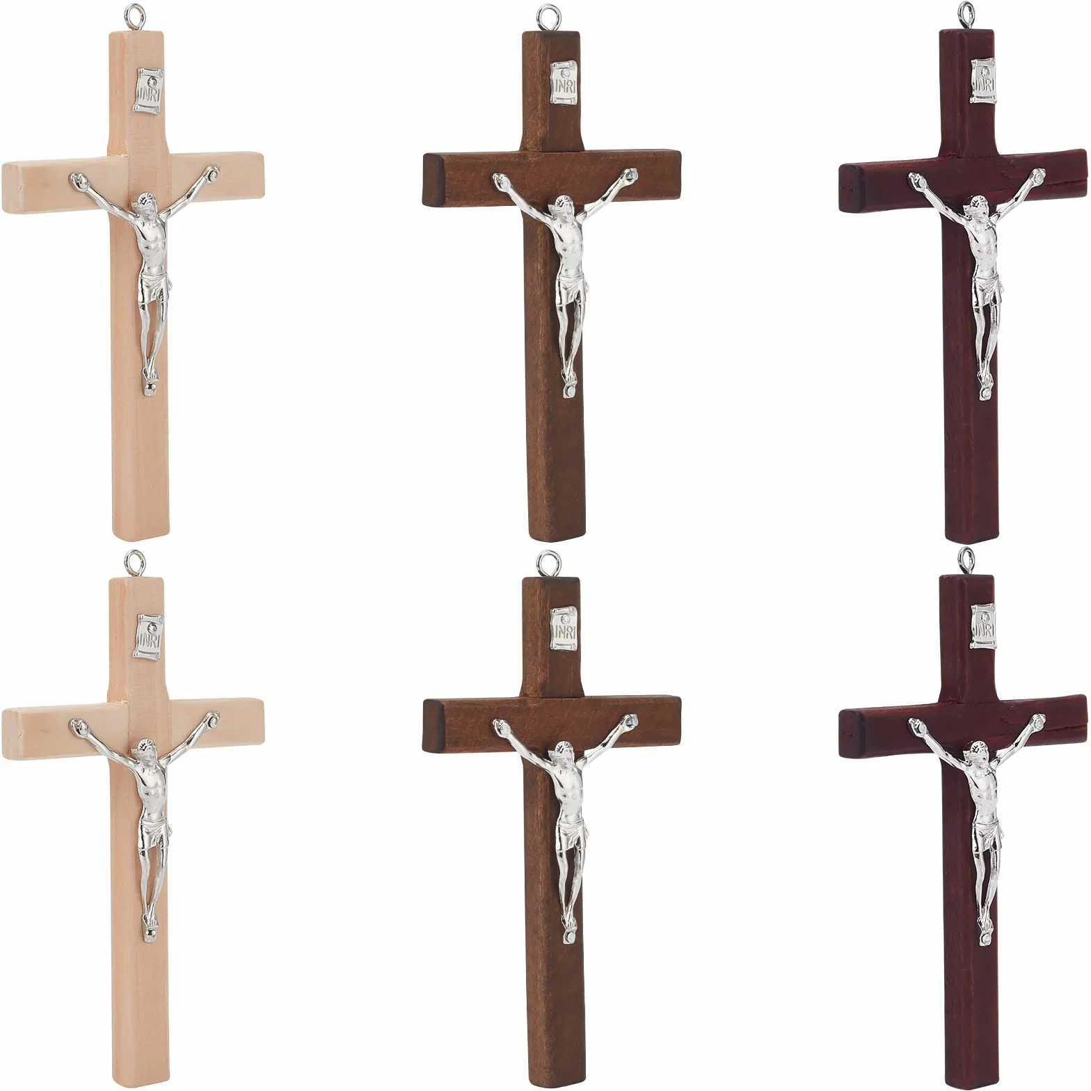 WEBEEDY Croix en Bois Crucifix 12 cm Murale Chrétienne 3 Couleurs