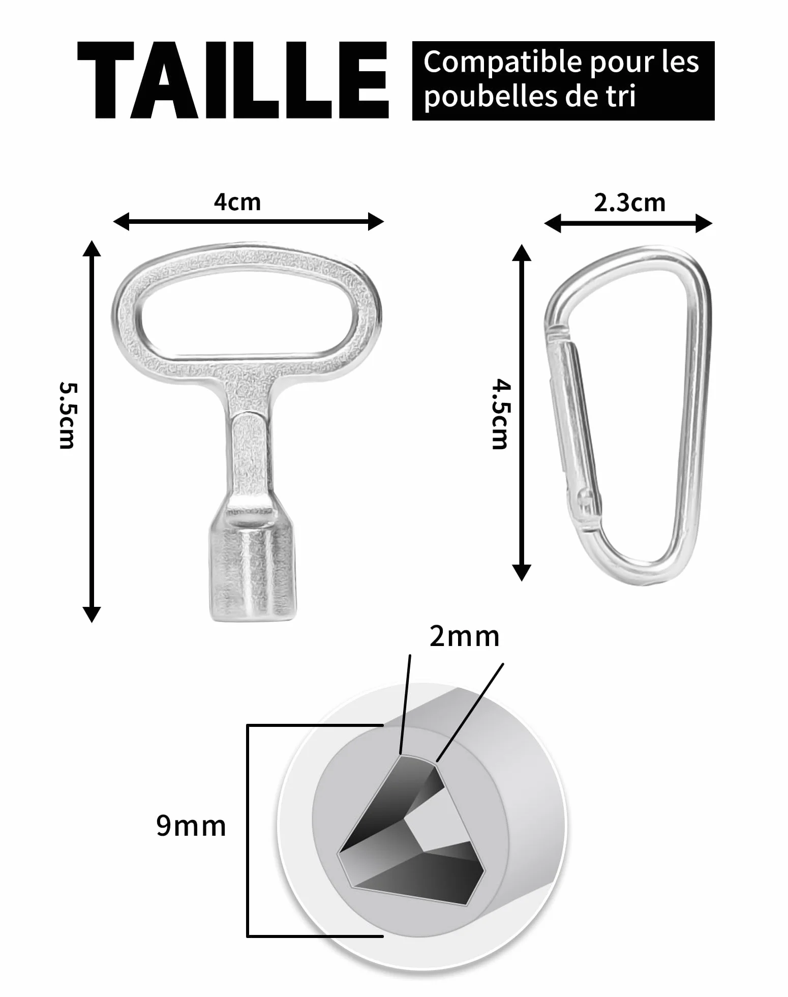 SOSALUK 2 Pcs Clé Triangle Poubelle Jaune Métal