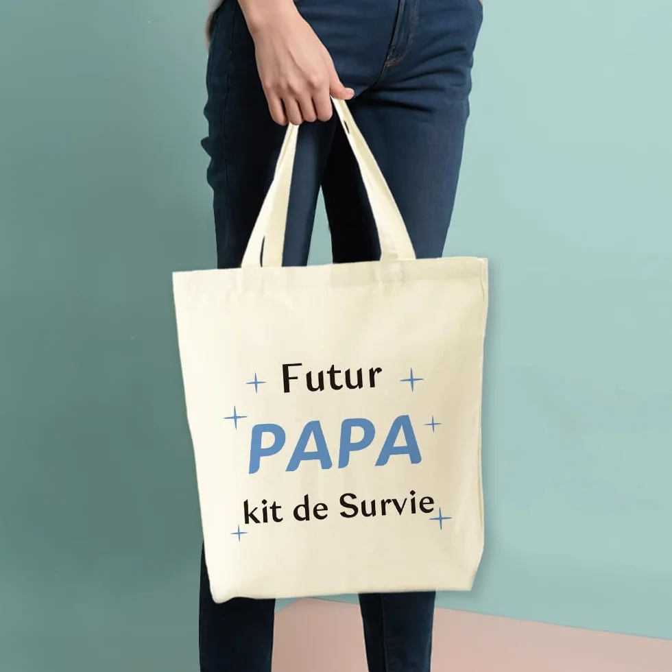 Tote Bag Kit de Survie Futur Papa Annonce Grossesse Idée Cadeau Fête des Pères