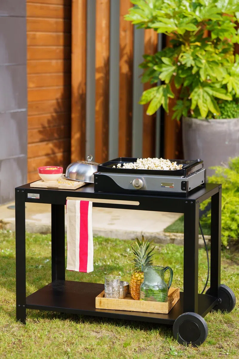 LE MARQUIER Table Desserte 110 XL Noire pour Plancha et Barbecue extérieure
