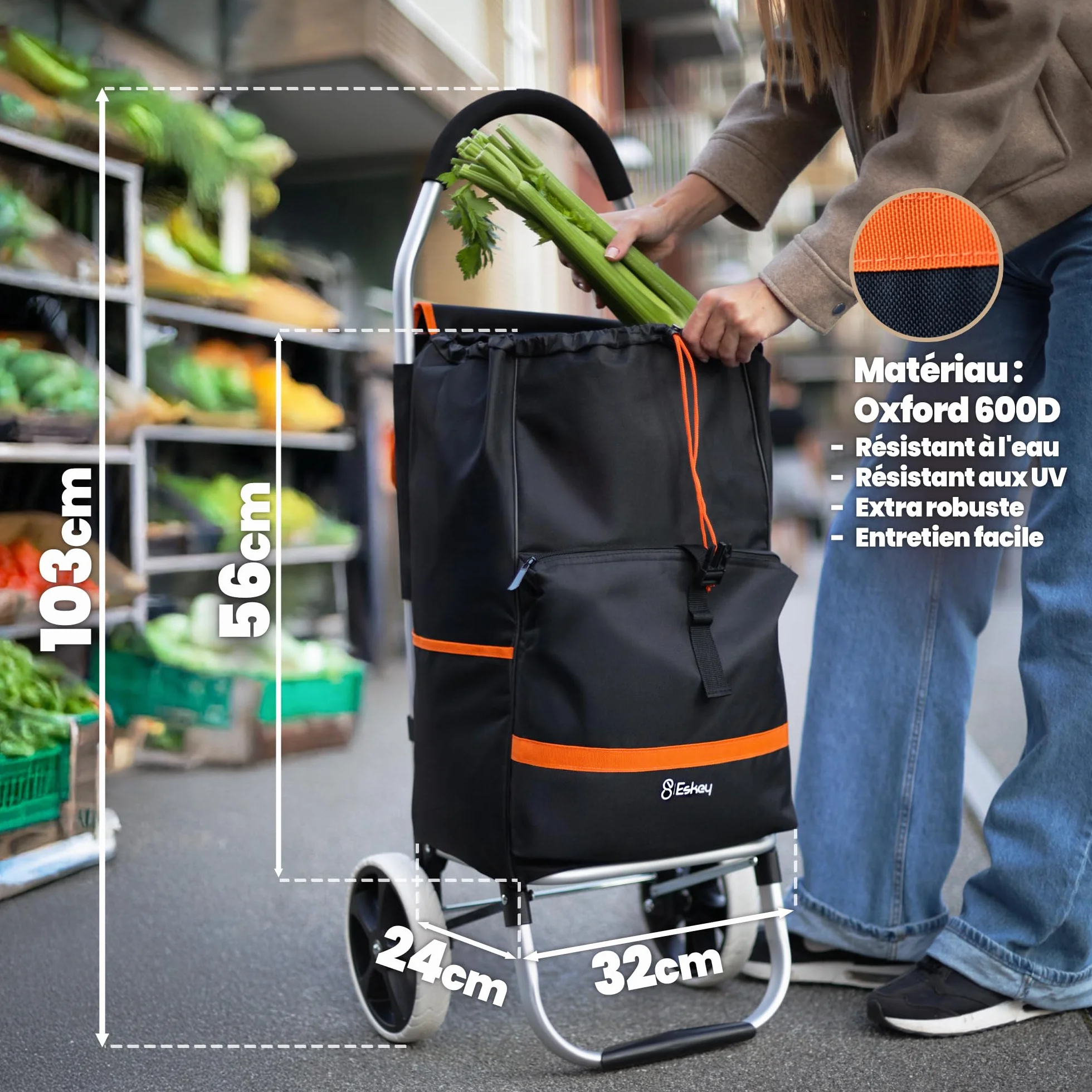 Eskey Chariot de Courses Pliable Isotherme Étanche