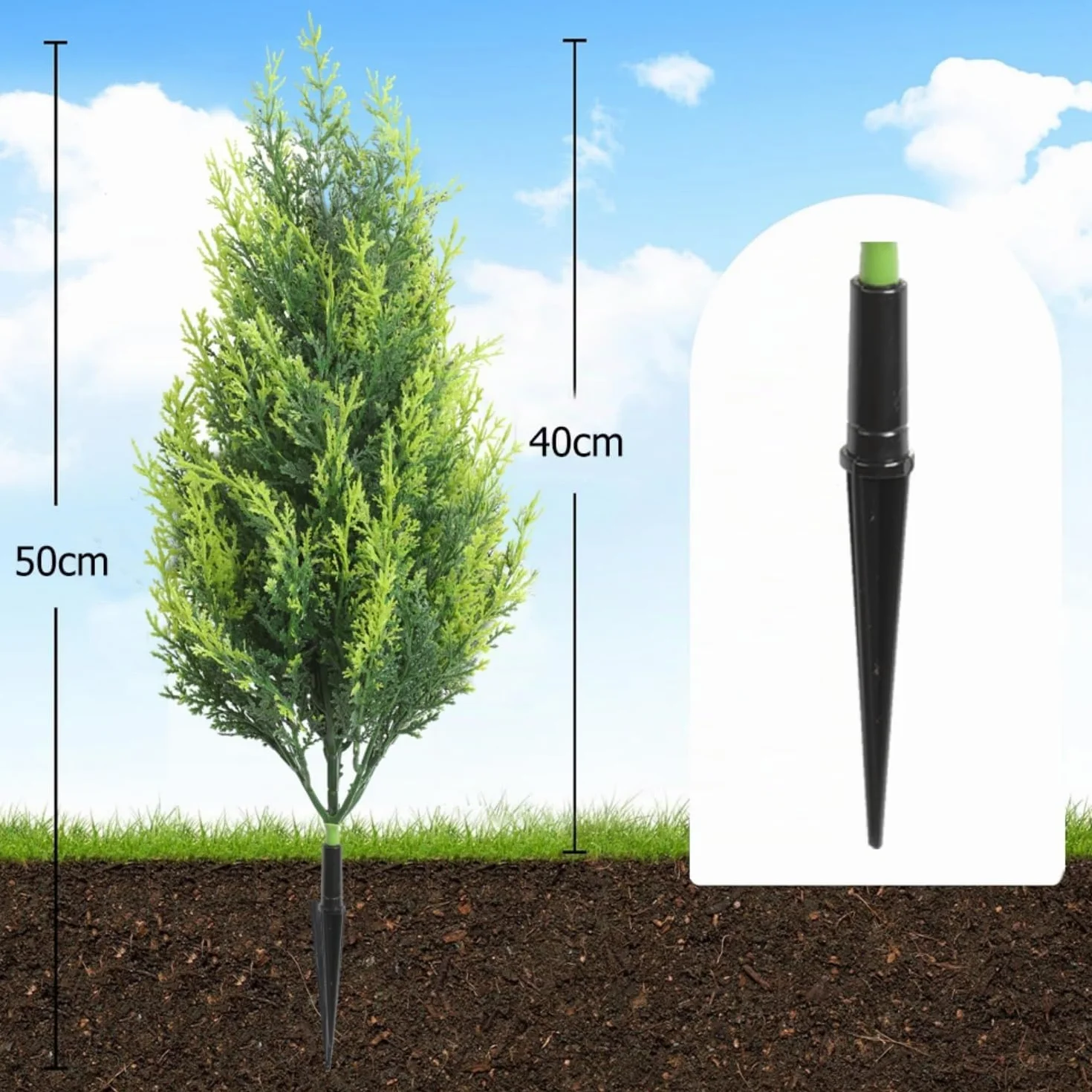 Cyprès topiaires artificiels Lot de 2 50 cm UV Plantes artificielles extérieur intérieur Décoration pot