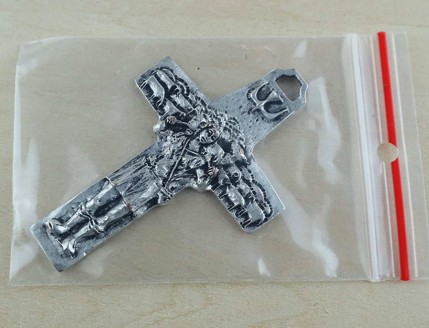 Eurofusioni Croix du Bon Pasteur plaqué argent H 7,2 cm
