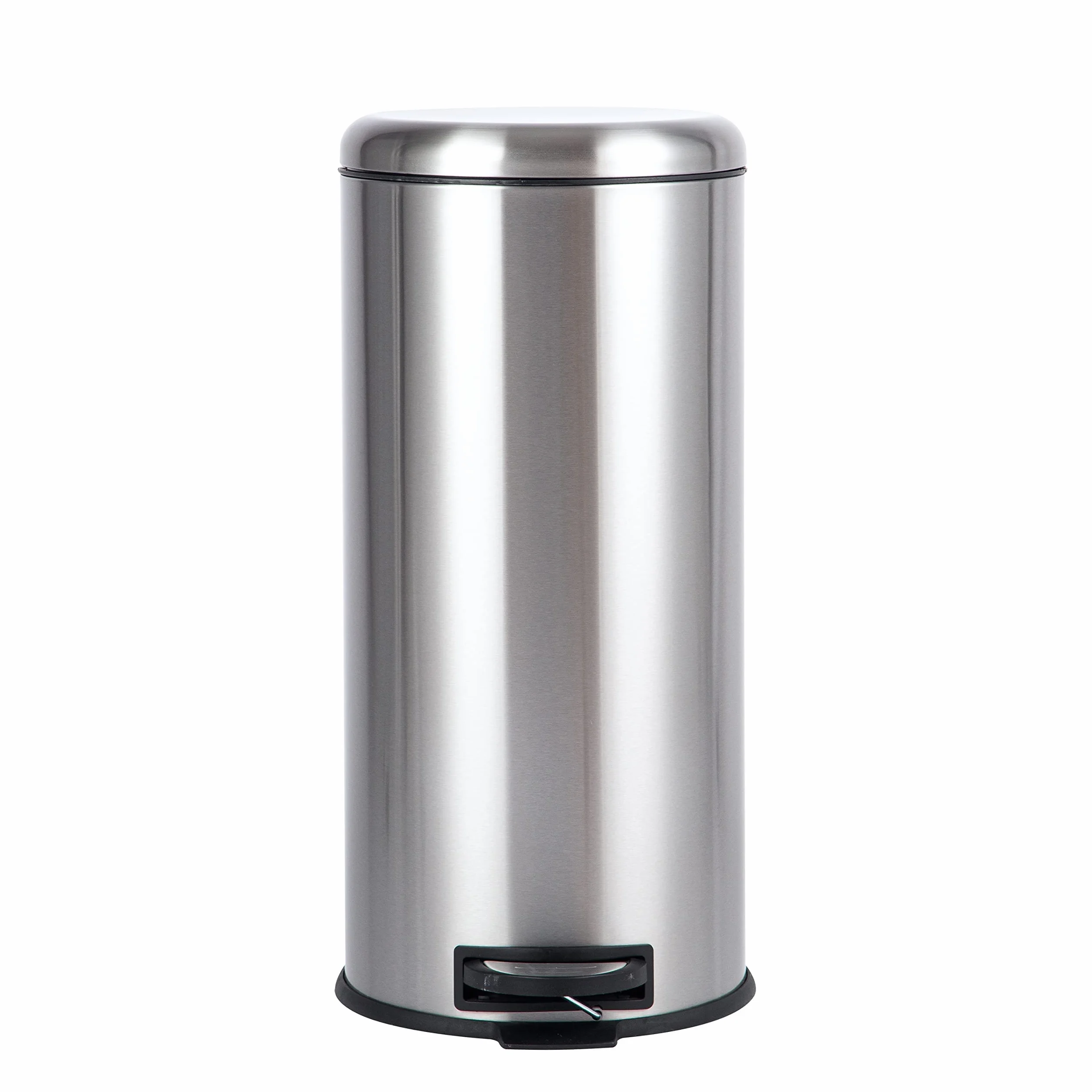 Amazon Basics Poubelle ronde à pédale acier inoxydable 30 L argent Satin