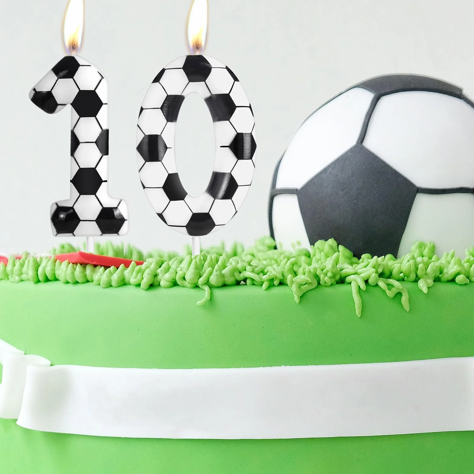 Bougie d'anniversaire numéro 10 thème football pour gâteau