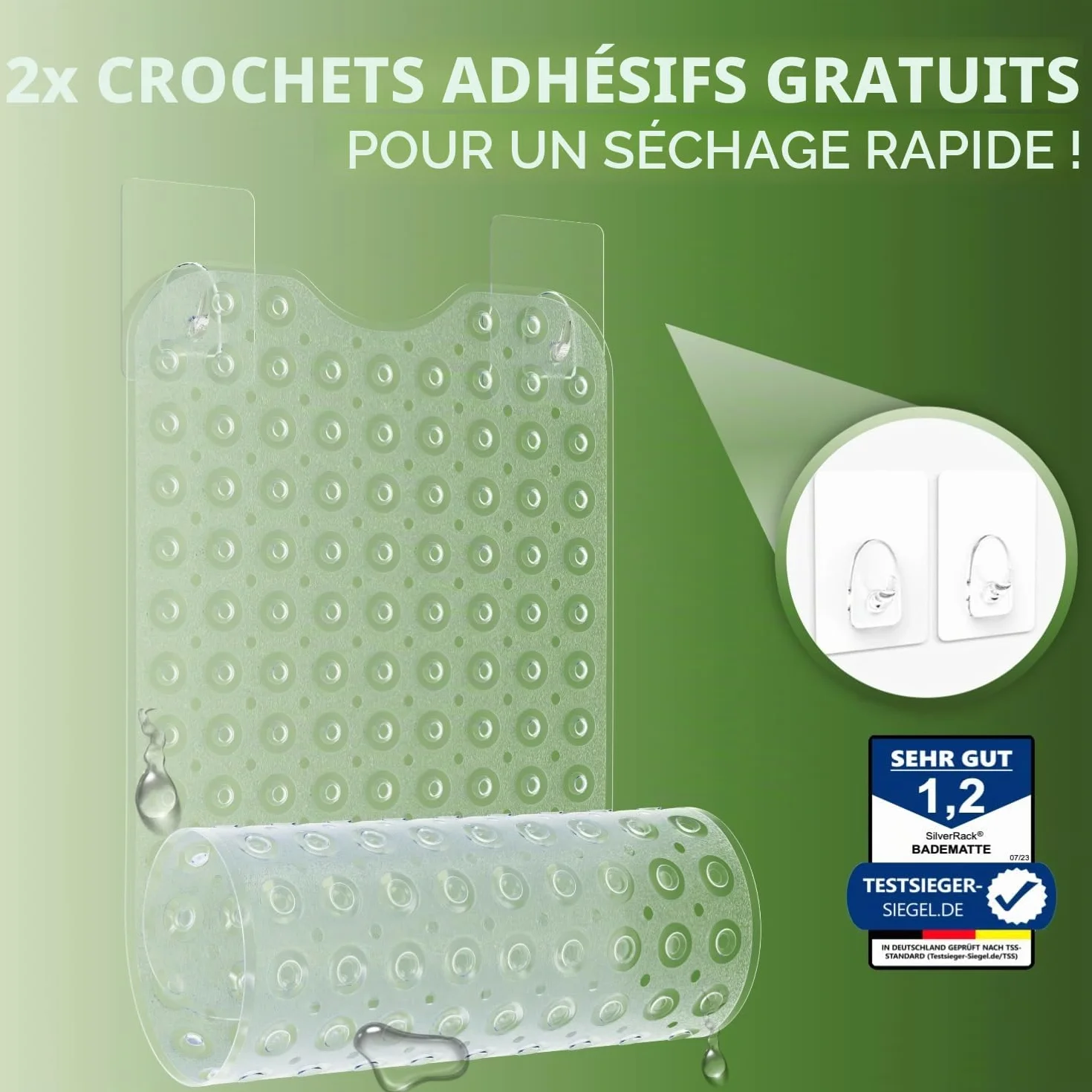 Tapis de Bain antidérapant 100 x 40 cm SilverRack DermaSensitivo sans BPA pour Bébés