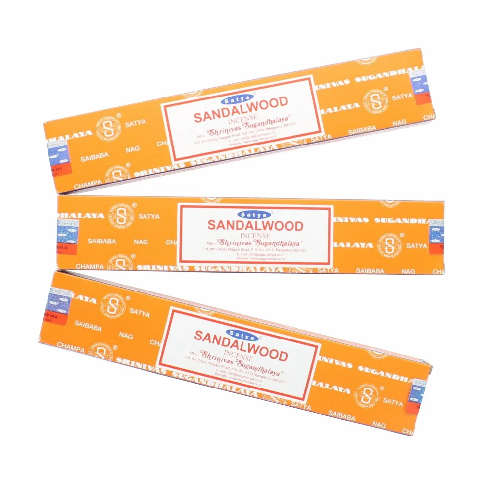 Satya Nag Champa Bâtons d'encens Bois de santal Lot de 3