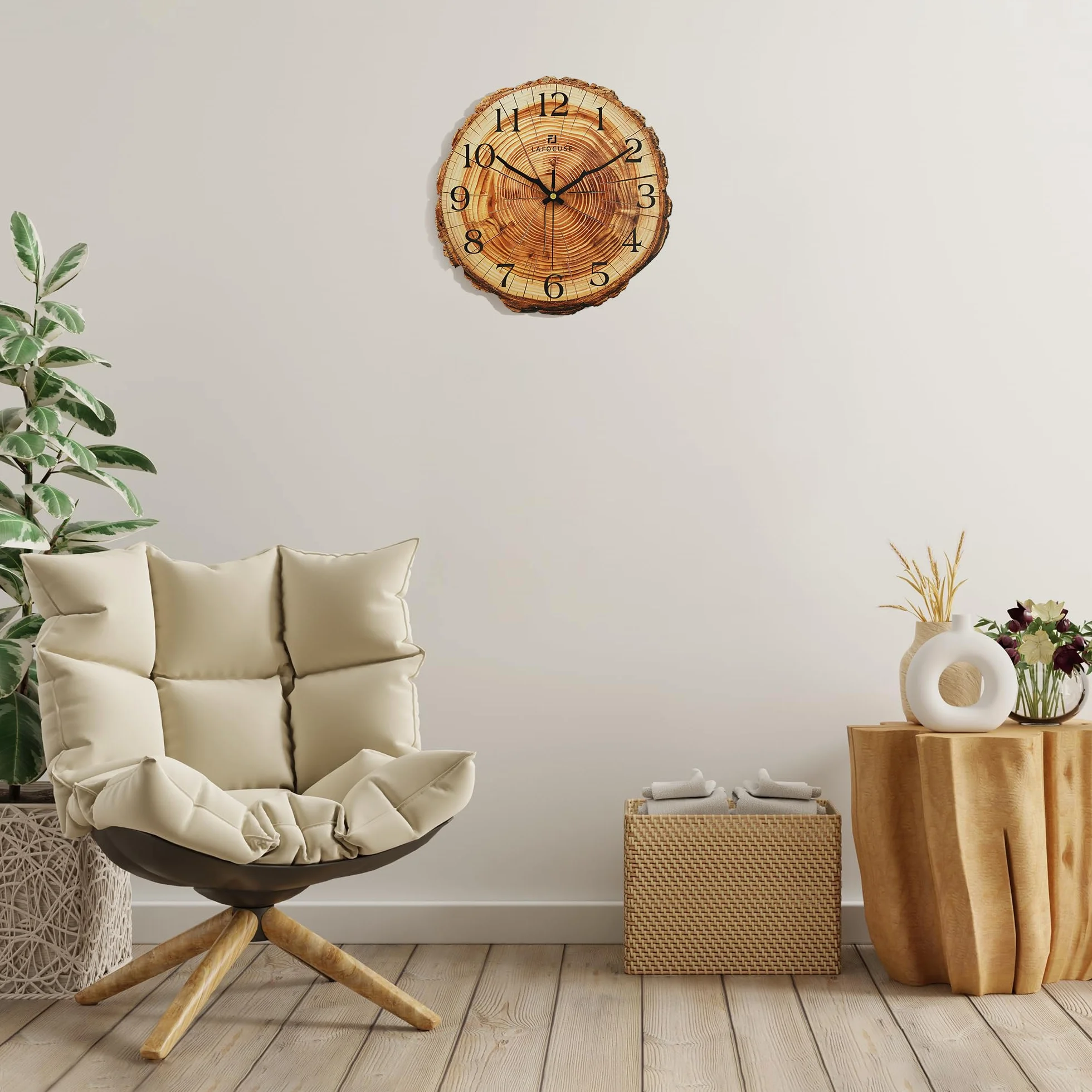 Lafocuse Horloge Murale Bois MDF 30cm Silencieuse Rustique Marron Vintage Retro Pendule Murale Deco