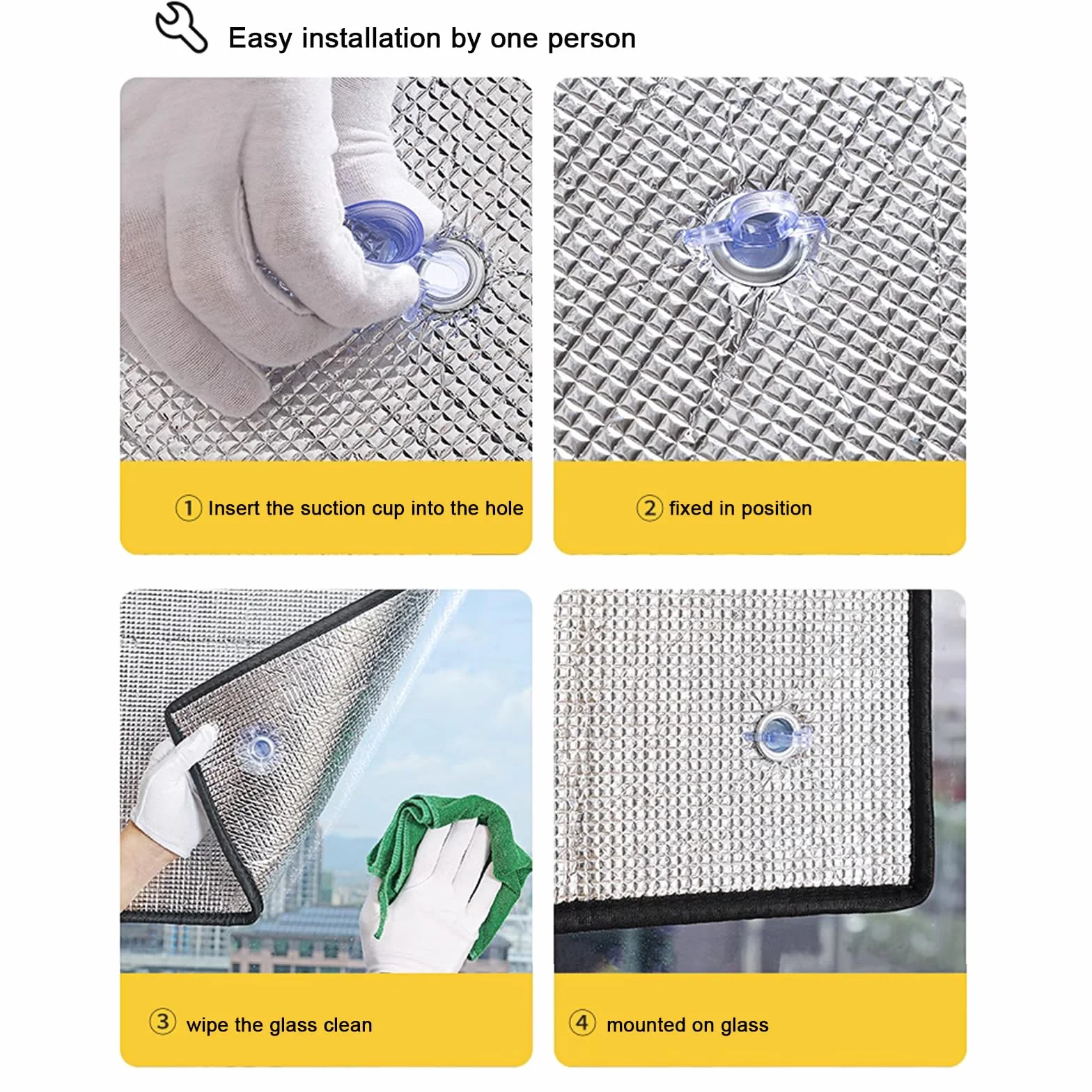 Film de Protection Solaire Anti Chaleur Aluminisé Réutilisable 8 mm d'Épaisseur 40x80 cm