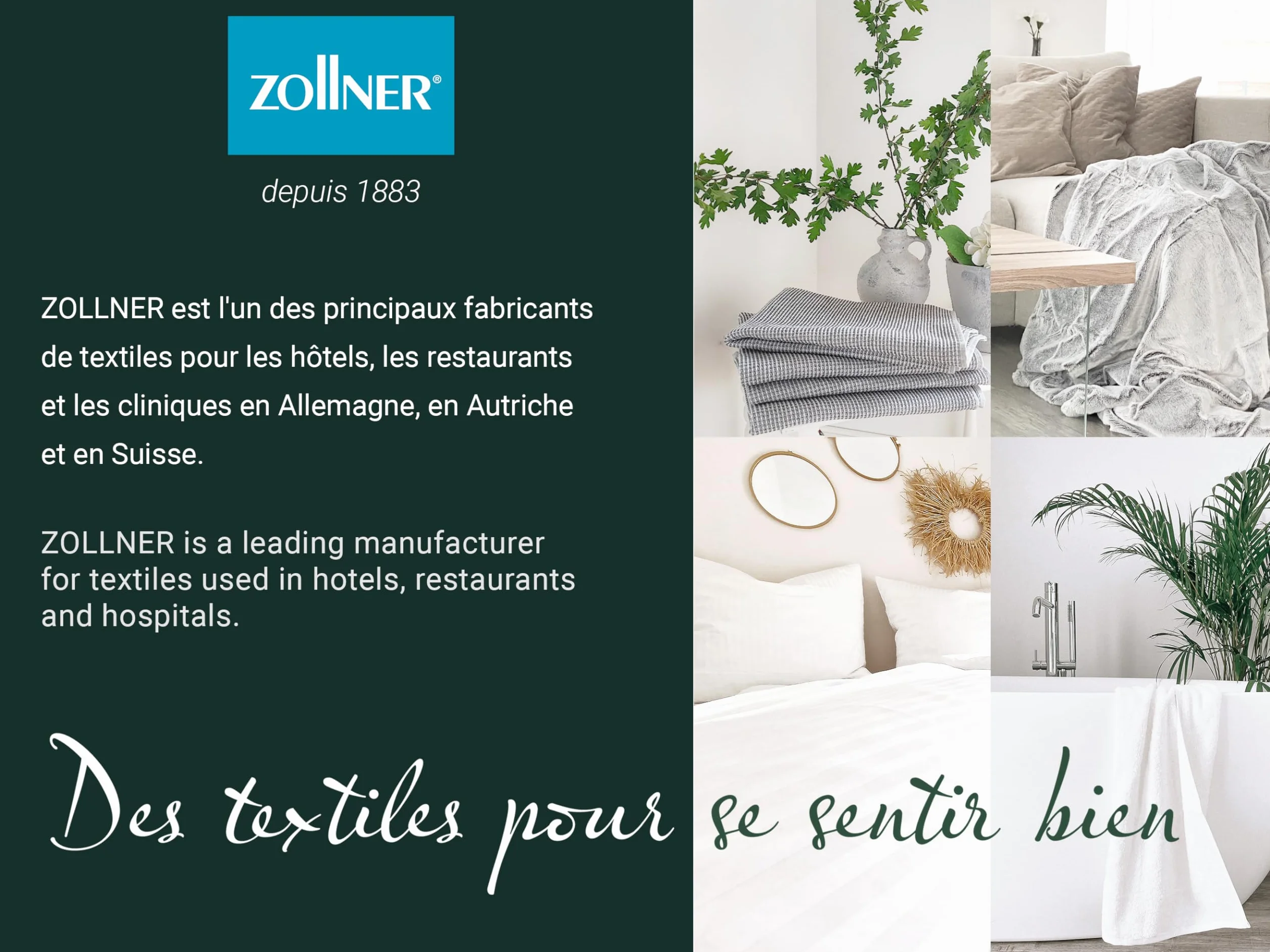 ZOLLNER Serviettes invités 30x50 cm Coton lavables 95°C Blanc qualité hôtelière Oeko Tex®