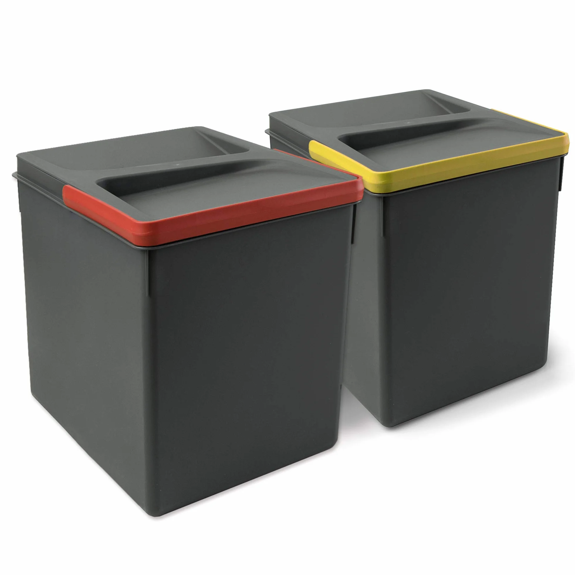 Emuca Poubelles tiroir cuisine couvercle anti-odeurs 2x15L H 266 mm Plastique gris anthracite