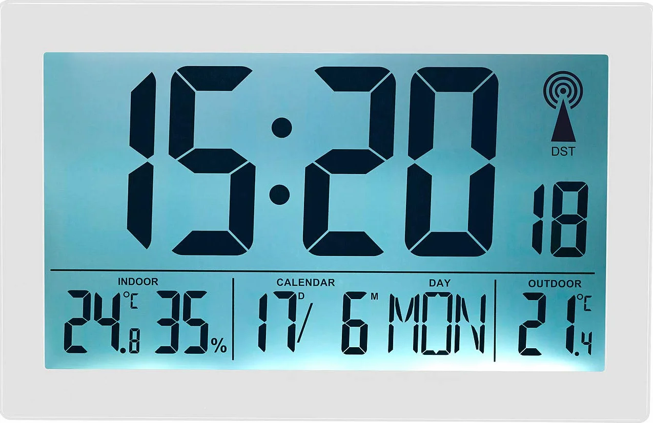 infactory Horloge Radio-pilotée XL Thermo-hygromètre Capteur Extérieur