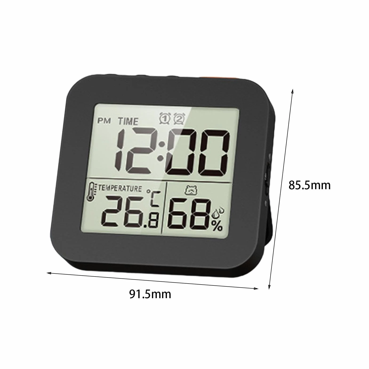 MagiDeal Horloge numérique Salle de Bain réveil Affichage LCD température thermomètre hygromètre 2 Crochets Noir