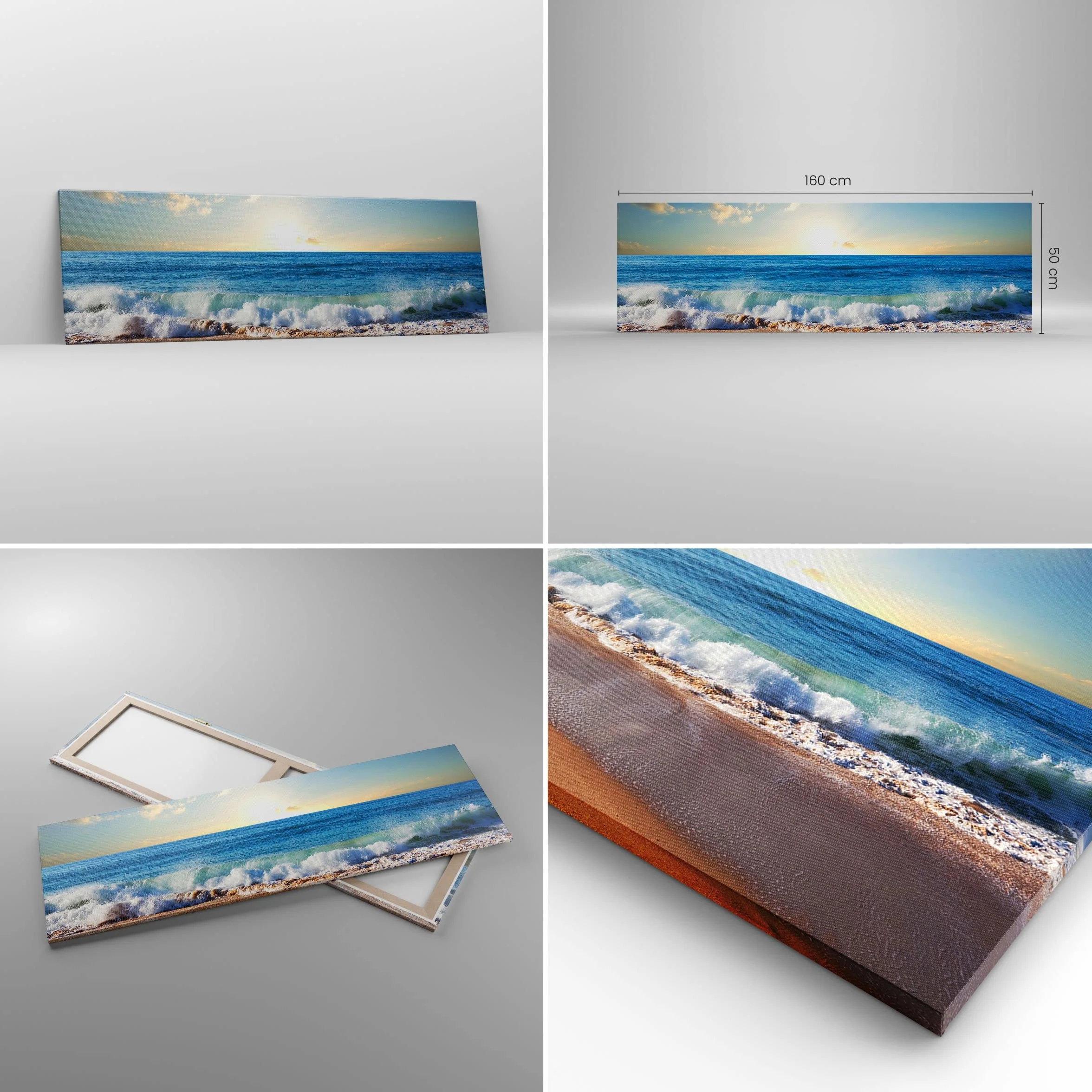 Tableau Decoration Murale 160x50cm mer rivage eau Chambre Cuisine Panoramique Deco Cadre Salon Art