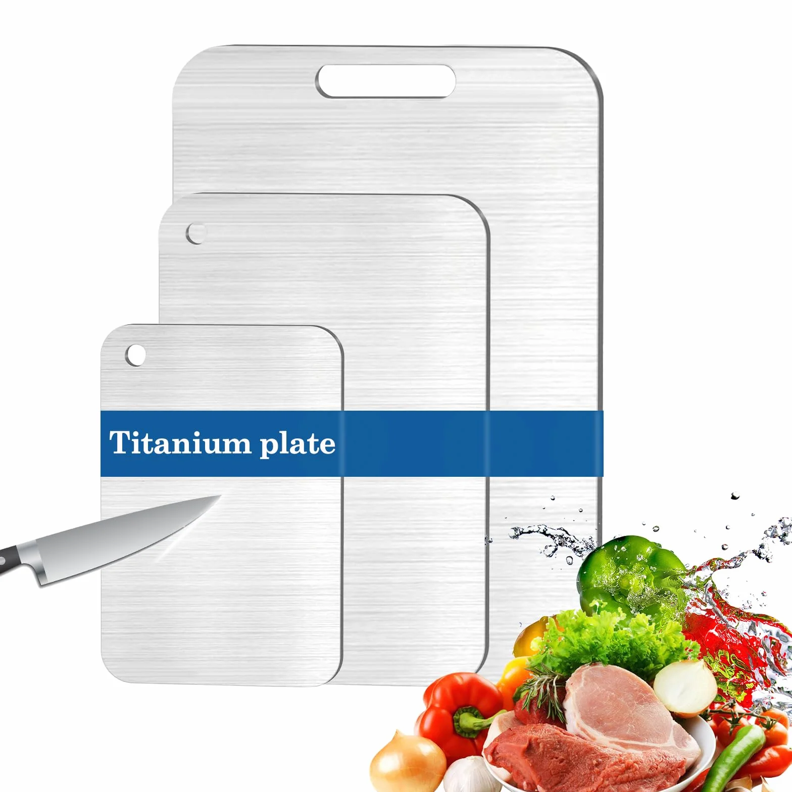 Yamato Planche à Découper en Titane, 3 Pcs Inox, Cuisine