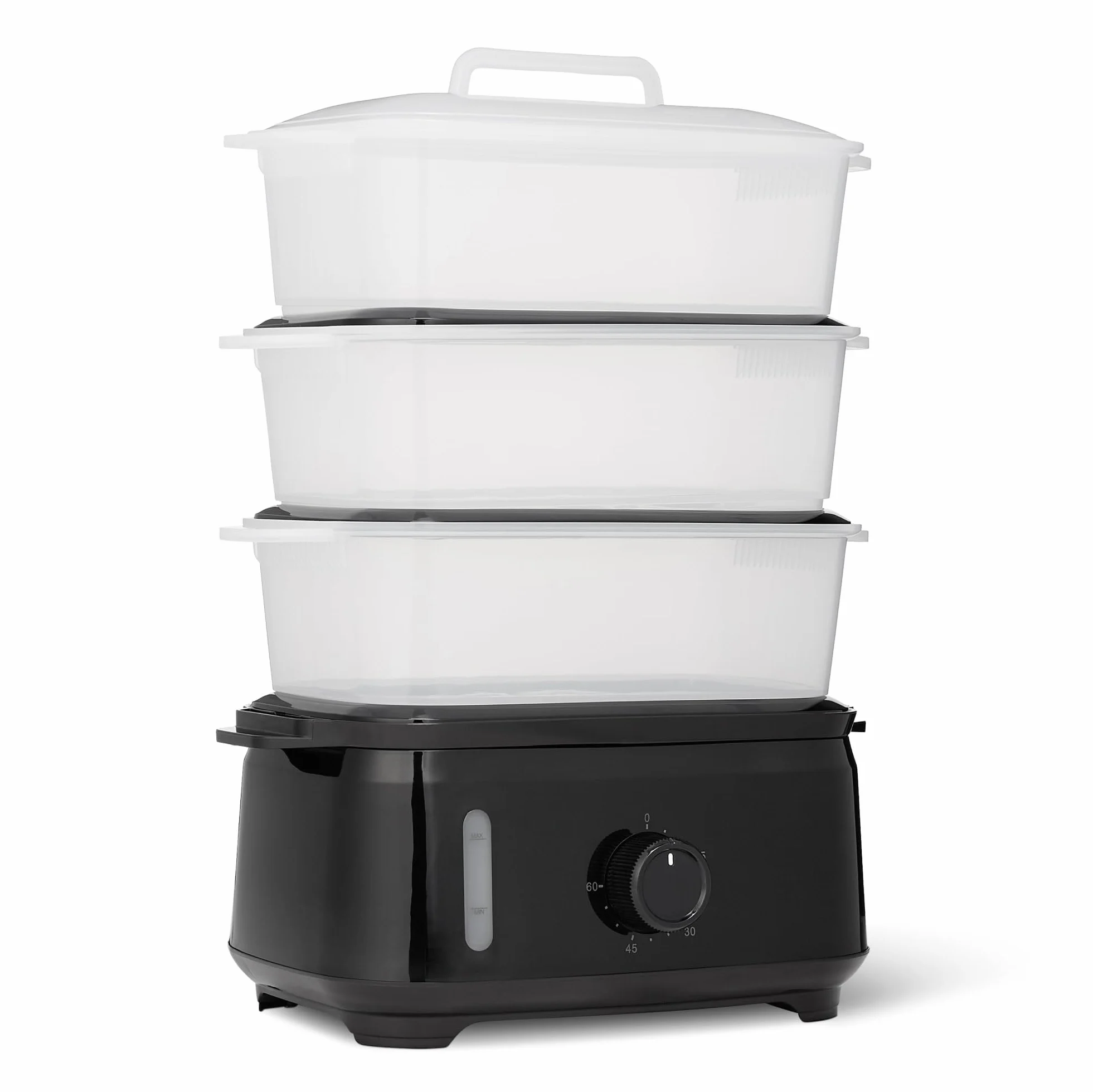 Amazon Basics Cuiseur à Vapeur Électrique 3 Étages 9L 950W Noir
