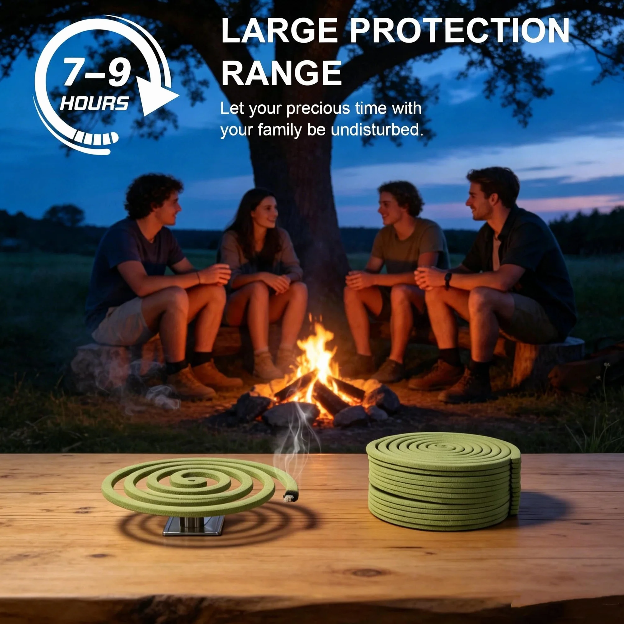 Spirales Encens Citronnelle 432 h 48 spirales 4 supports Intérieur Extérieur Jardin Camping