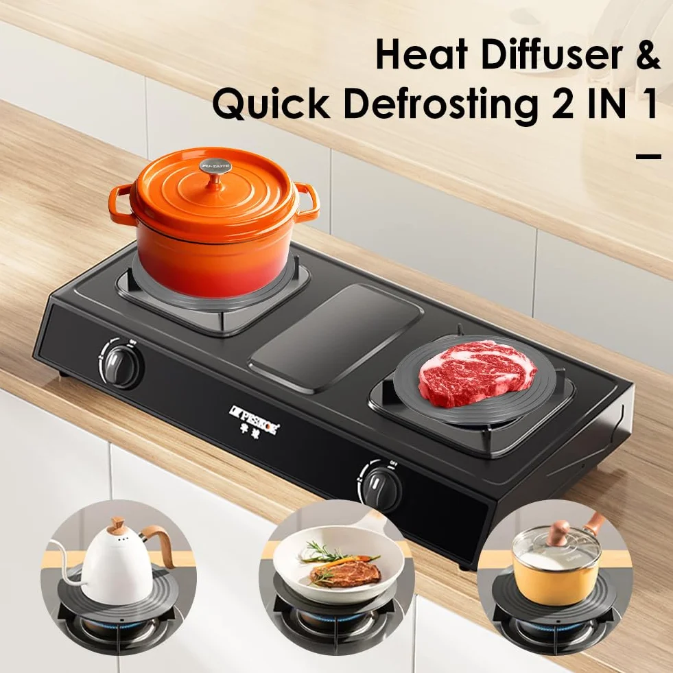 Diffuseur de Chaleur en Alliage Aluminium 28cm pour Cuisinière à Gaz, Plaque de Conduction Thermique Antidérapante