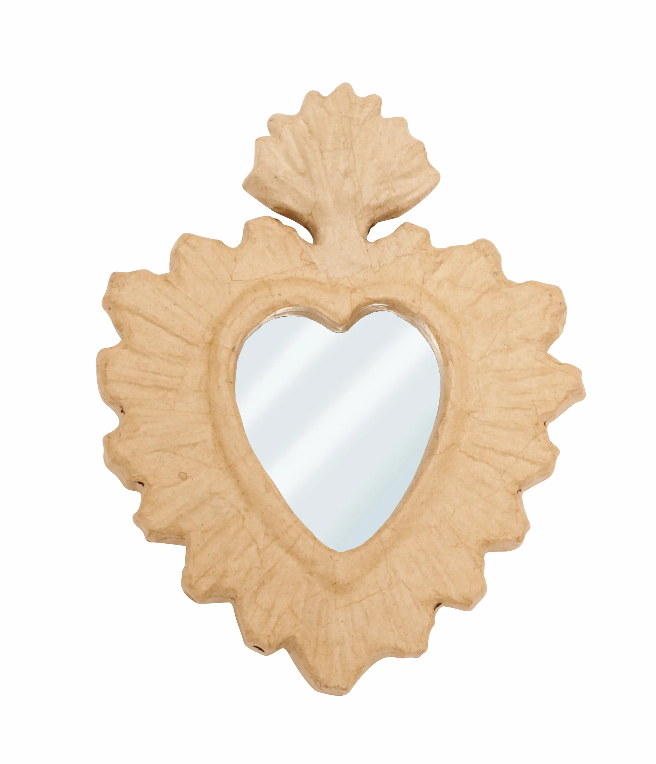 Décopatch HD105C Support Papier mâché Brun Ex-voto Cœur Miroir 21,5x2,3x27 cm Décoration DIY