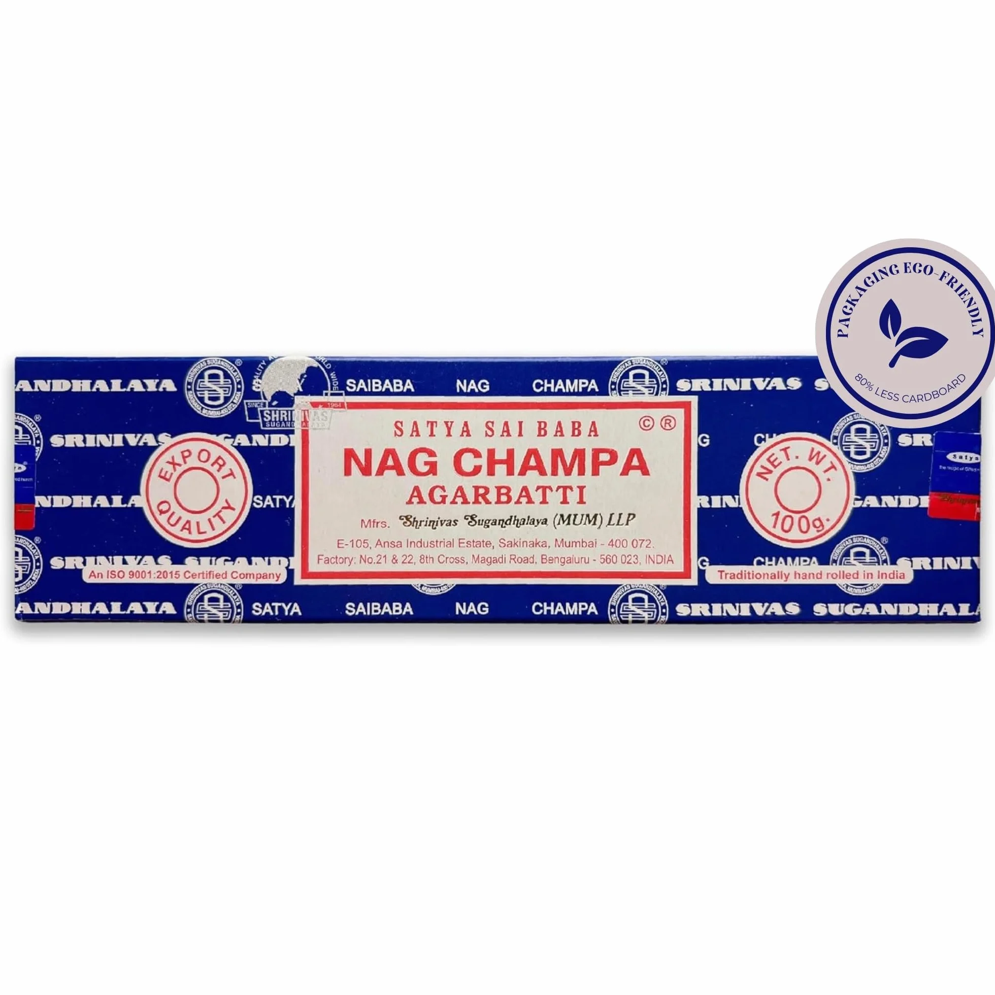 Bâtons d'encens Satya Nag Champa 1 Paquet 100 g Aromathérapie Méditation Yoga